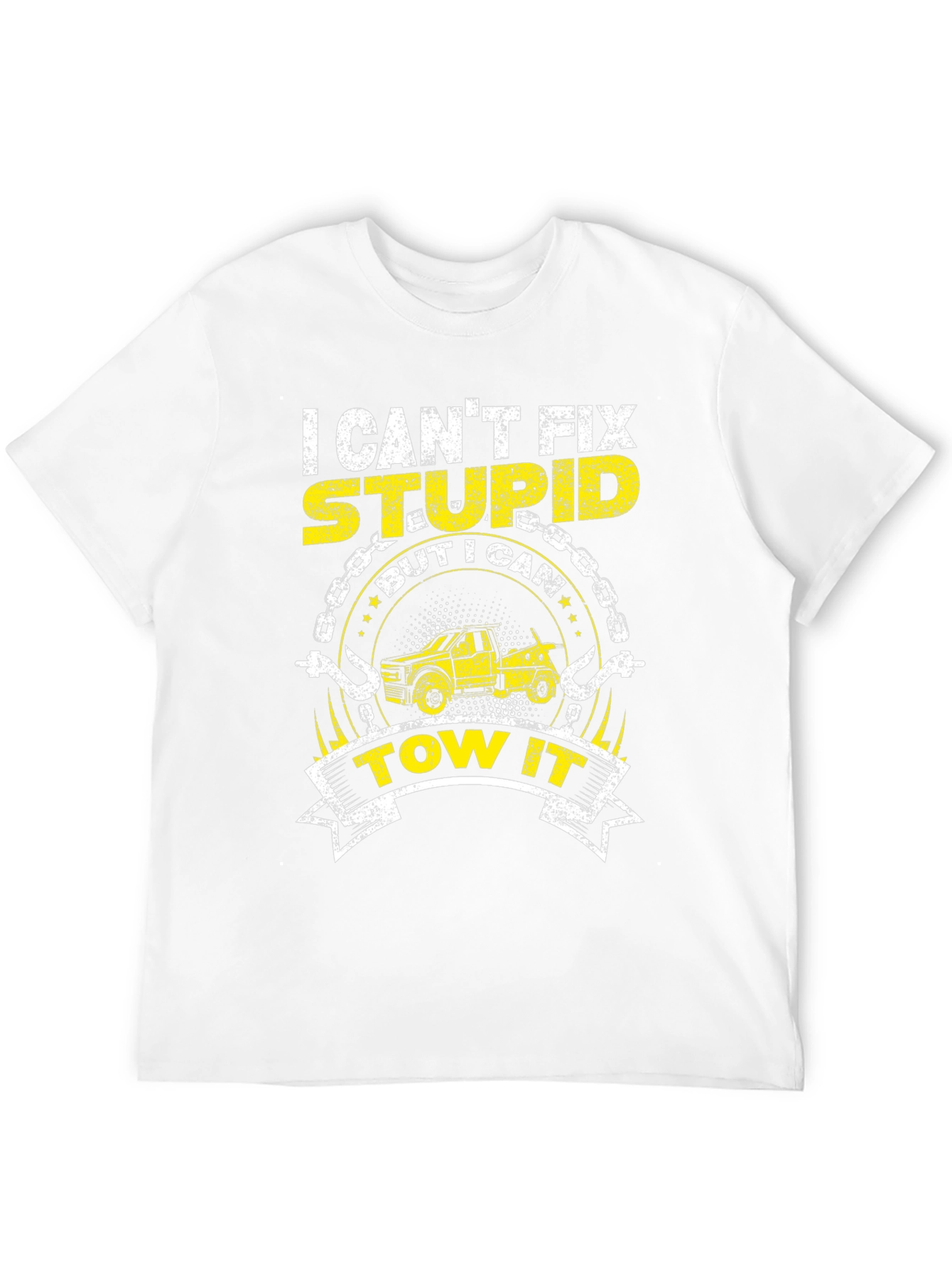 Black I Can't Fix Stupid Funny Tow Trucker T-Shirt view 12