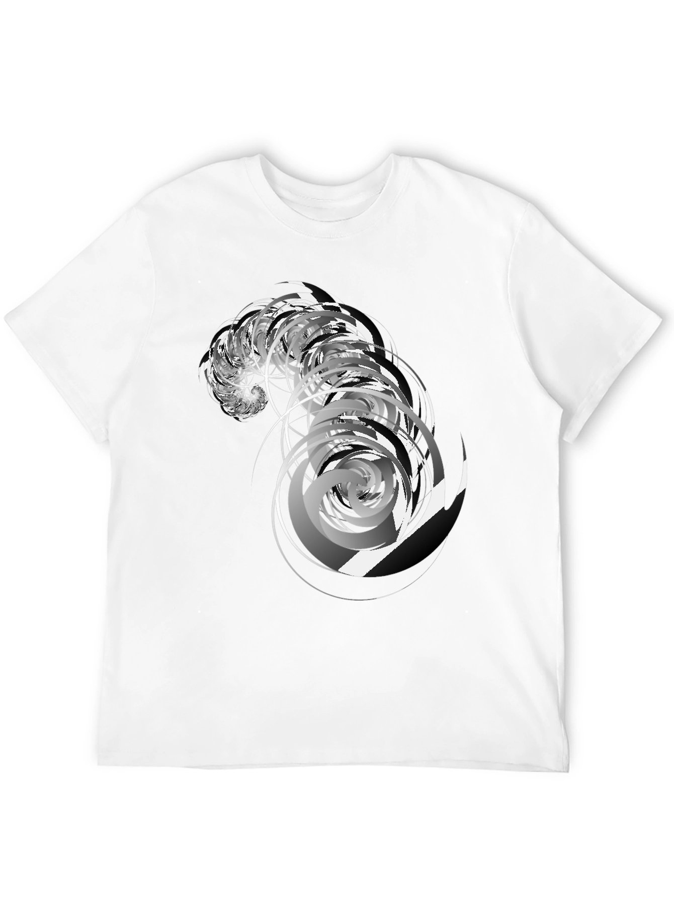 Black Abstract Swirl Graphic Black T-Shirt view 12