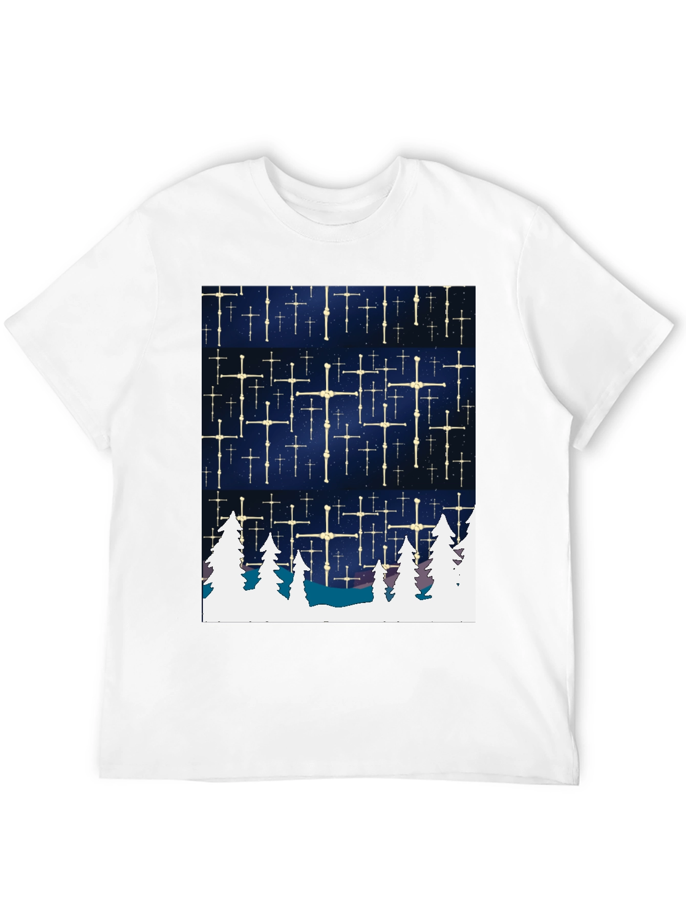 Black Winter Stars Tee - Unique Graphic T-Shirt view 12