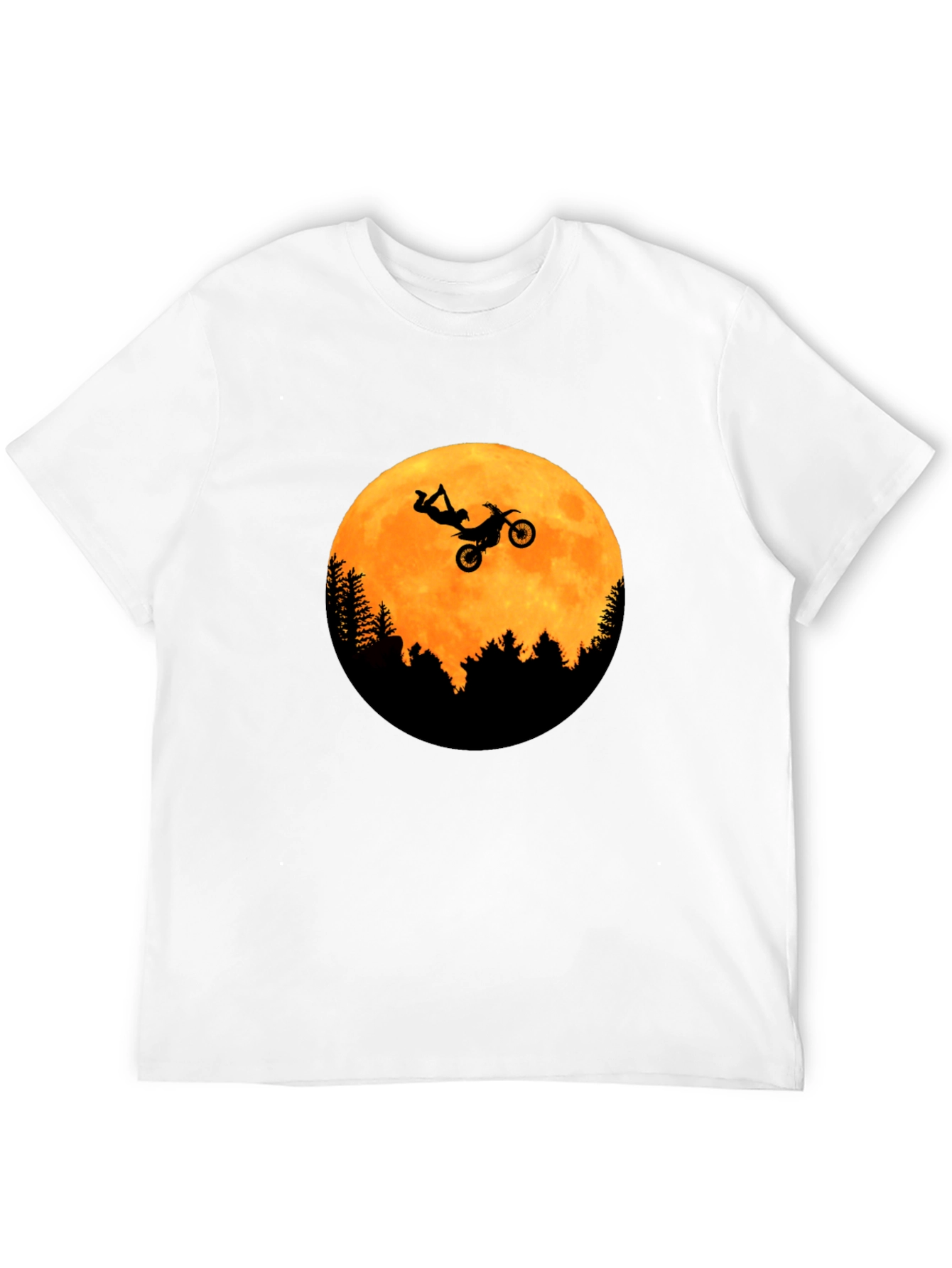 Black Dirt Bike Moon Graphic Tee - Black Cotton T-Shirt view 12