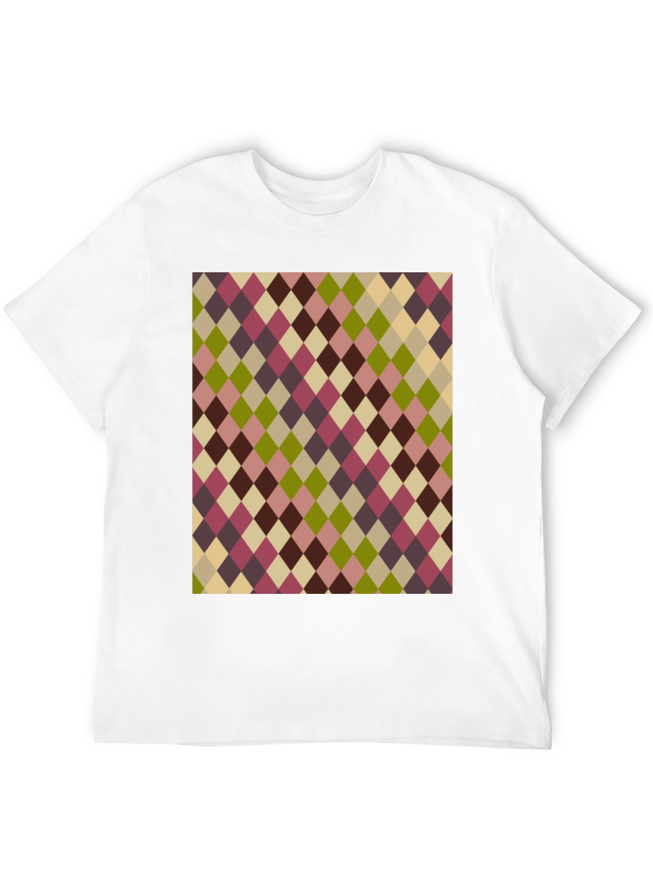 Black Retro Argyle Pattern Black T-Shirt view 12