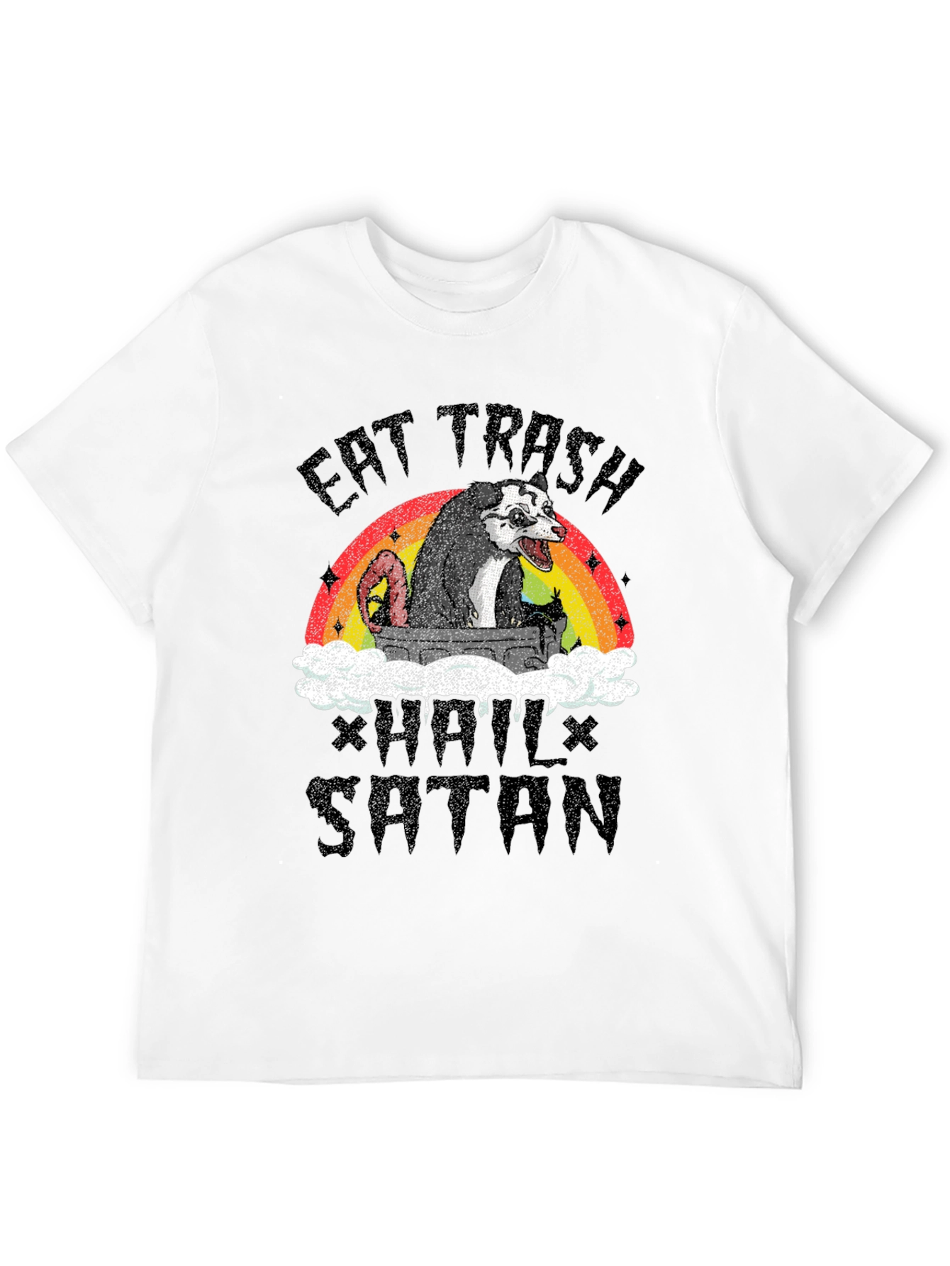 Black Eat Trash Hail Satan Opossum T-Shirt view 12