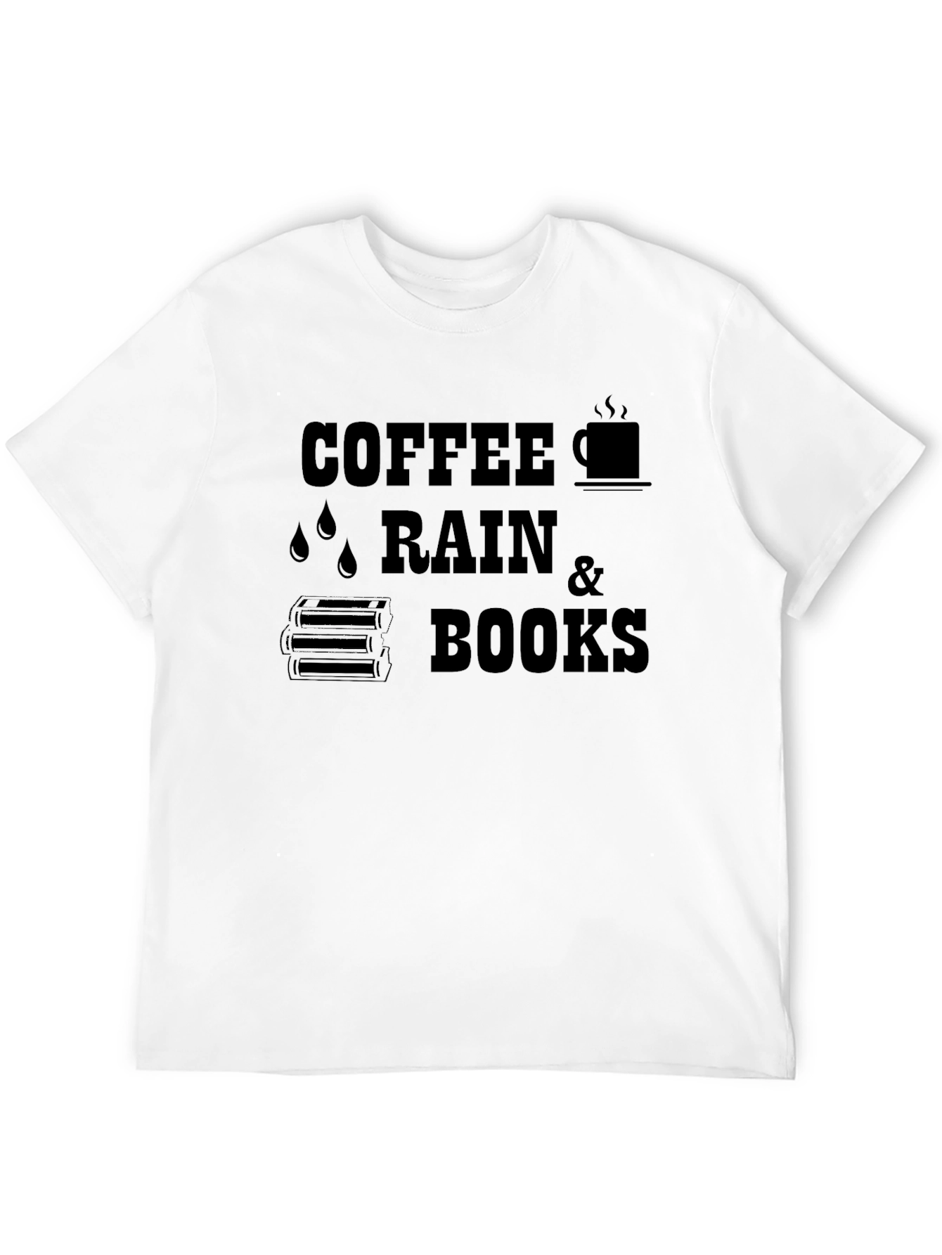Black Coffee Rain and Books Black T-Shirt view 12