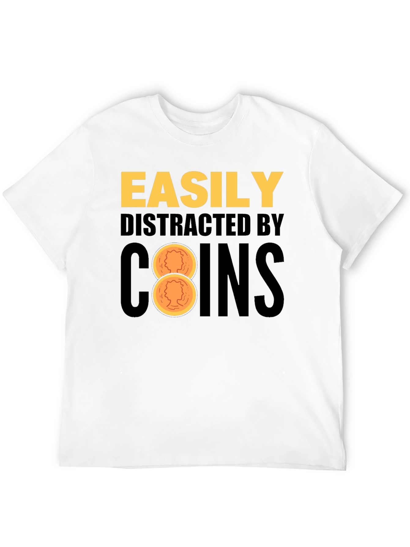 Black Easily Distracted By Coins Black T-Shirt view 12
