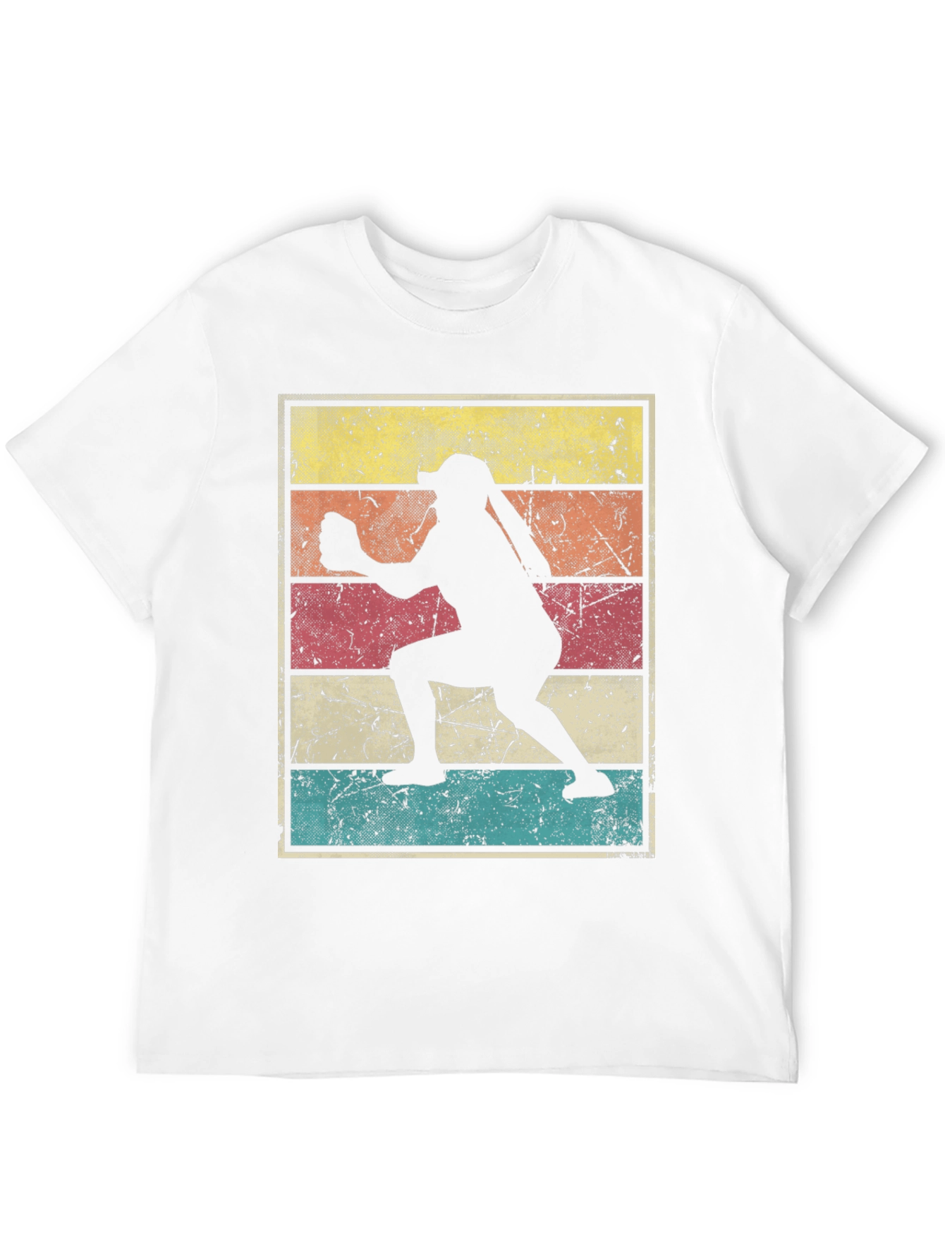 Black Vintage Softball Player T-Shirt view 12