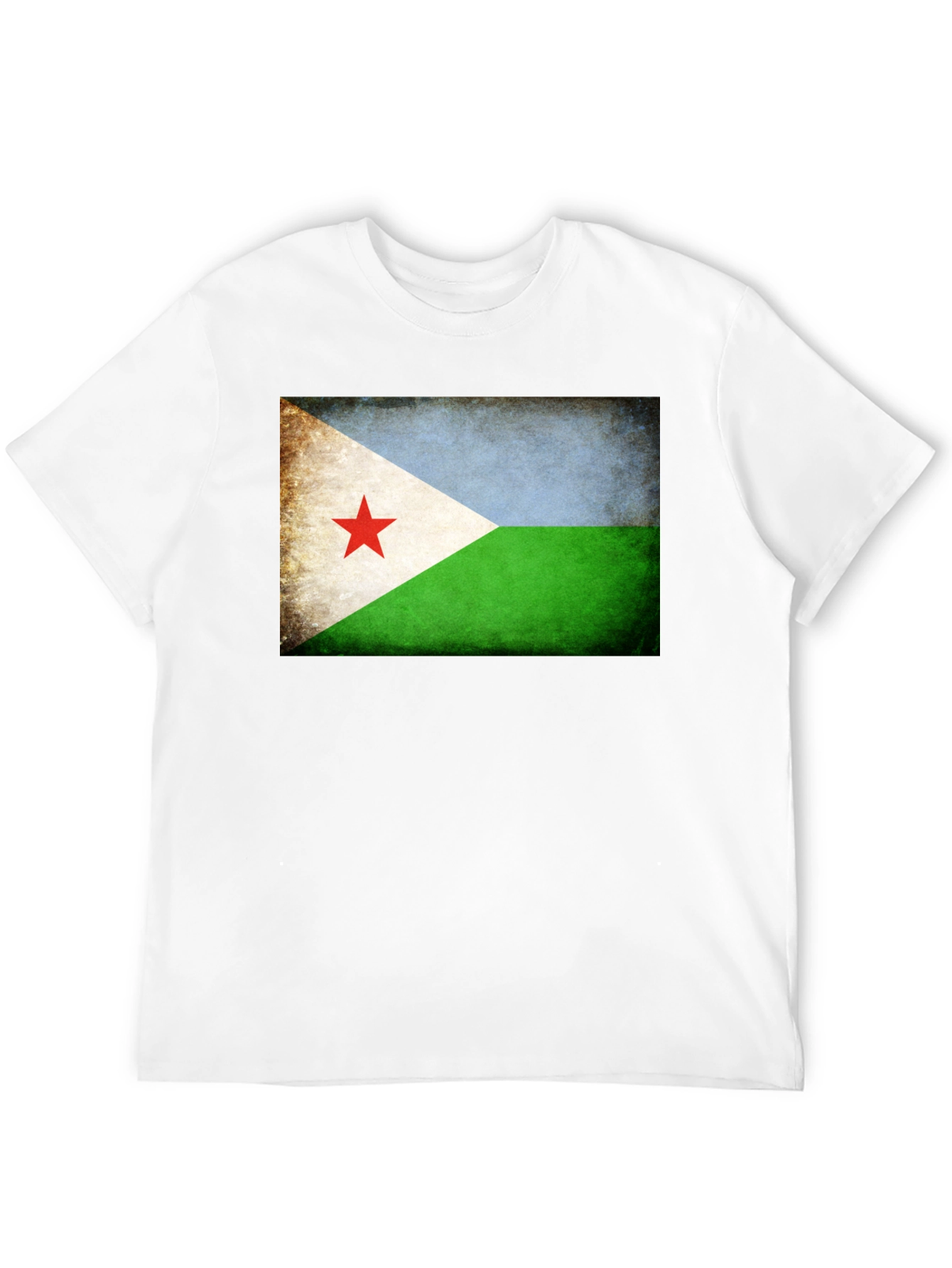 Black Djibouti Flag T-Shirt - Black Crew Neck Tee view 12