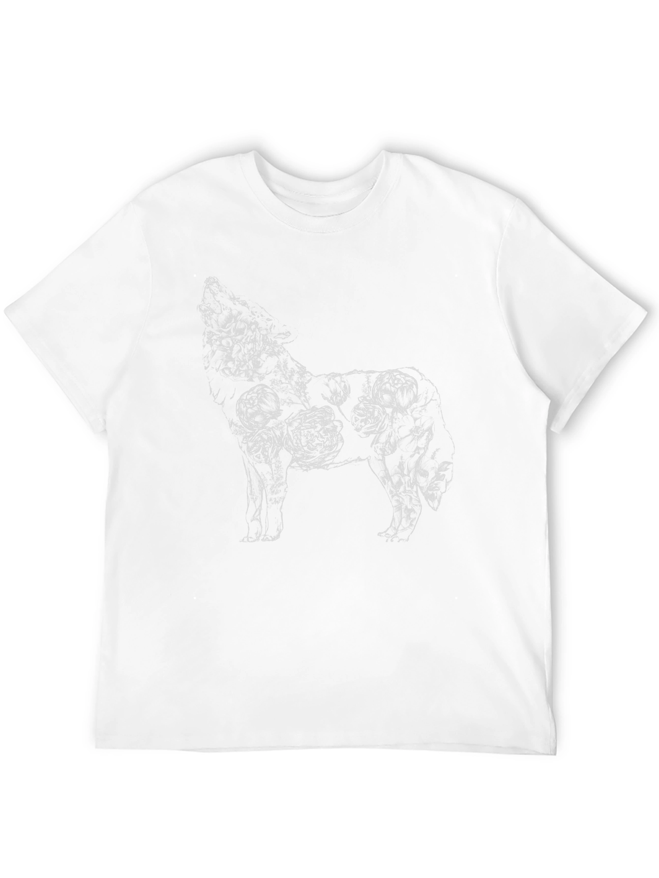 Black Floral Wolf Graphic Tee - Black Cotton Blend view 12