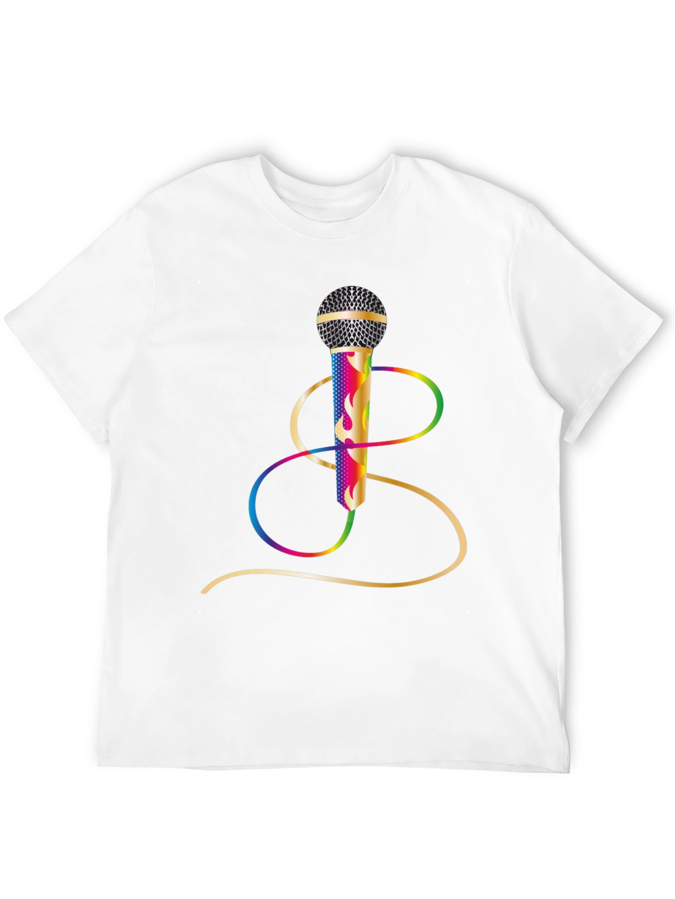 Black Vibrant Microphone Graphic Tee - Black Cotton Blend view 12