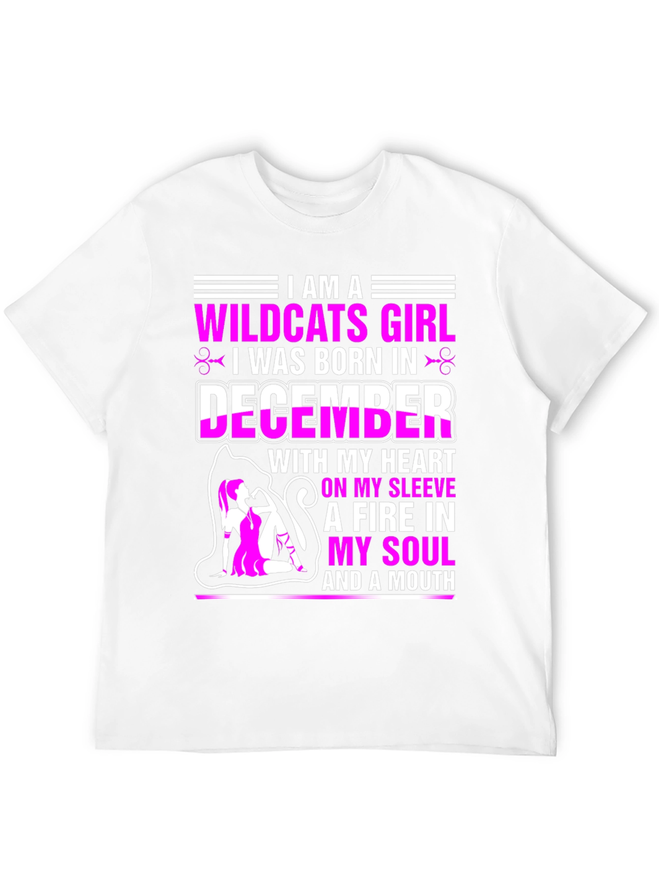 Black Wildcats Girl December Birthday T-Shirt view 12
