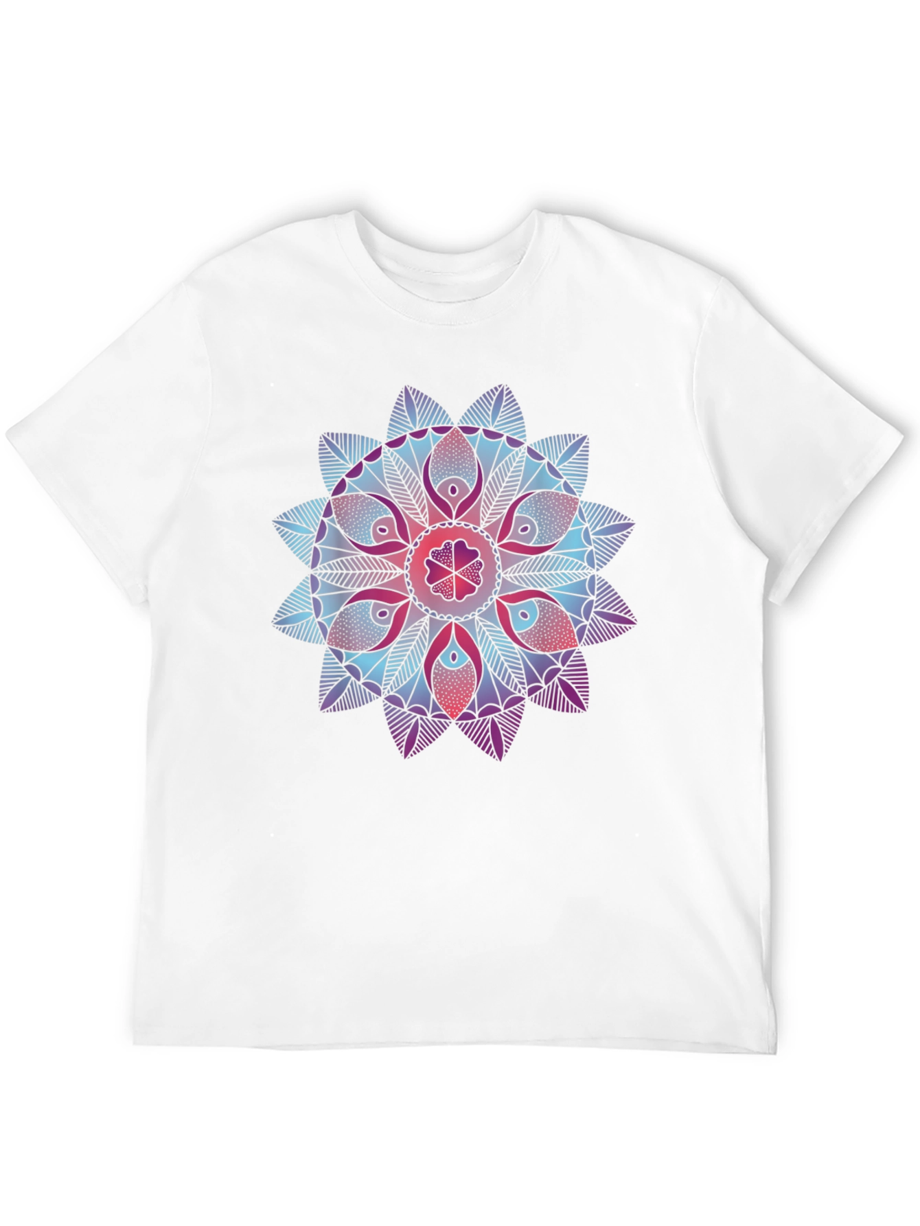 Black Geometric Mandala Print Black T-Shirt view 12