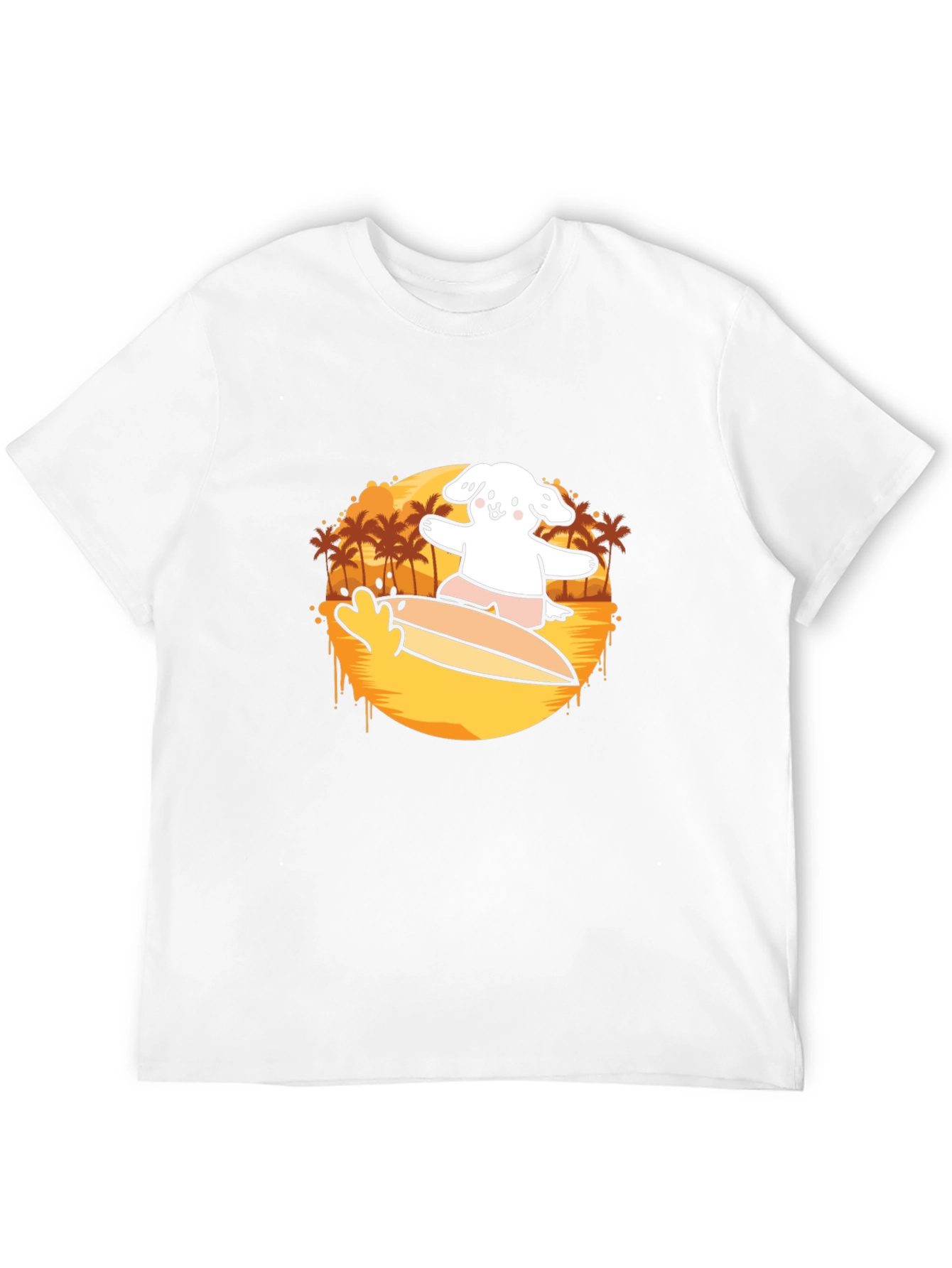 Black Surfing Dog Graphic Tee - Black Cotton Casual T-Shirt view 12