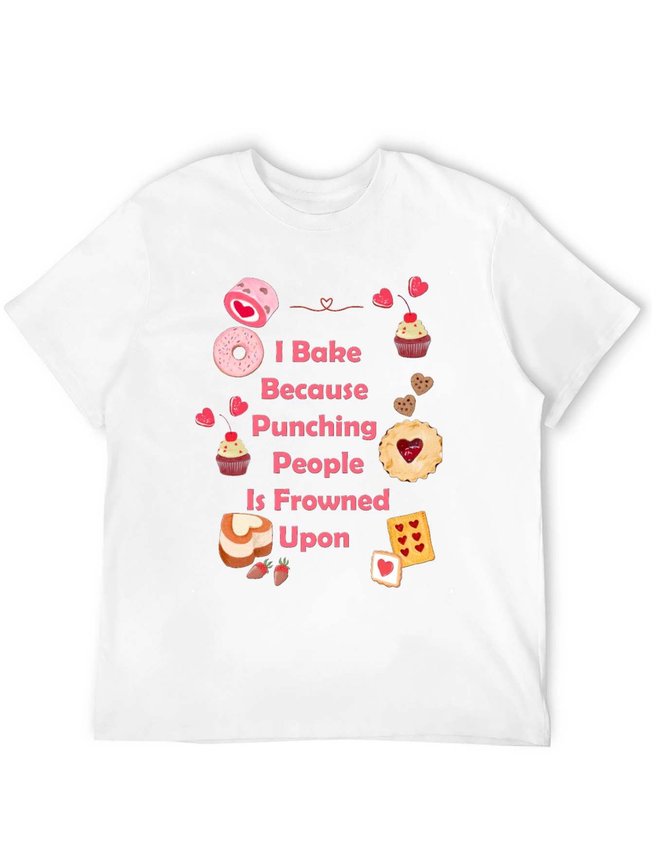 Black I Bake Because Punching People Is Frowned Upon T-Shirt view 12