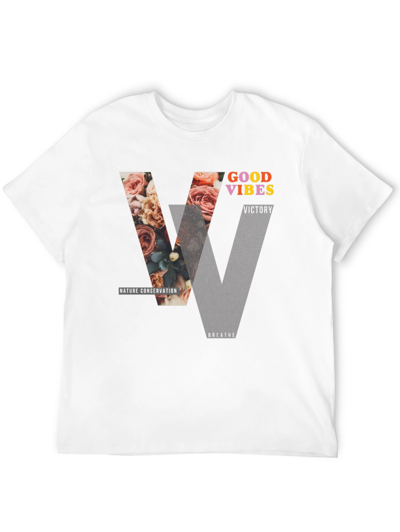 Black Good Vibes Graphic Tee - Nature Conservation Design view 12