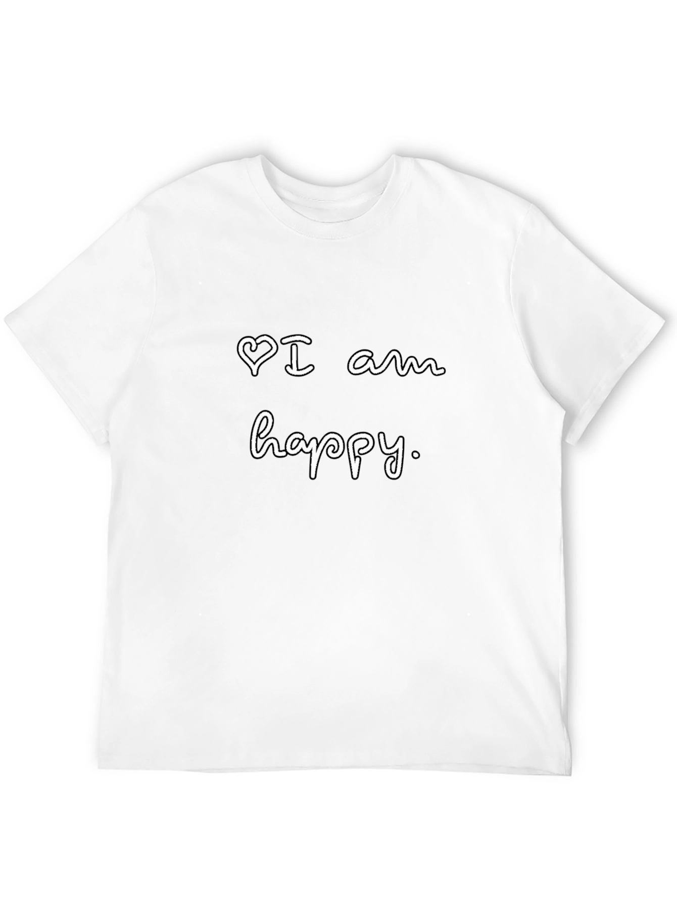 Black I Am Happy Graphic Tee - Unisex Black Cotton T-Shirt view 12