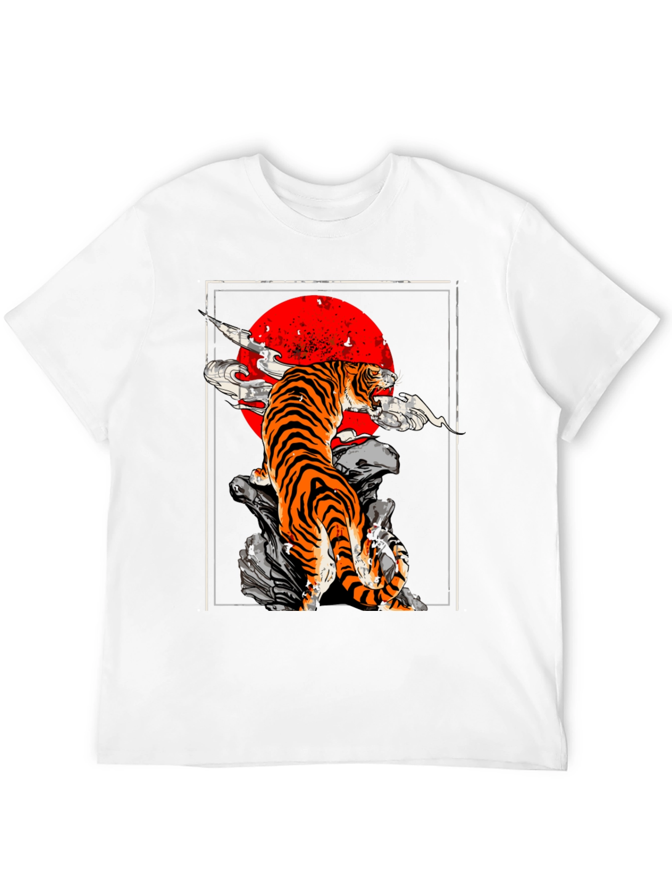 Black Tiger Red Sun Graphic Tee - Black Cotton T-Shirt view 12