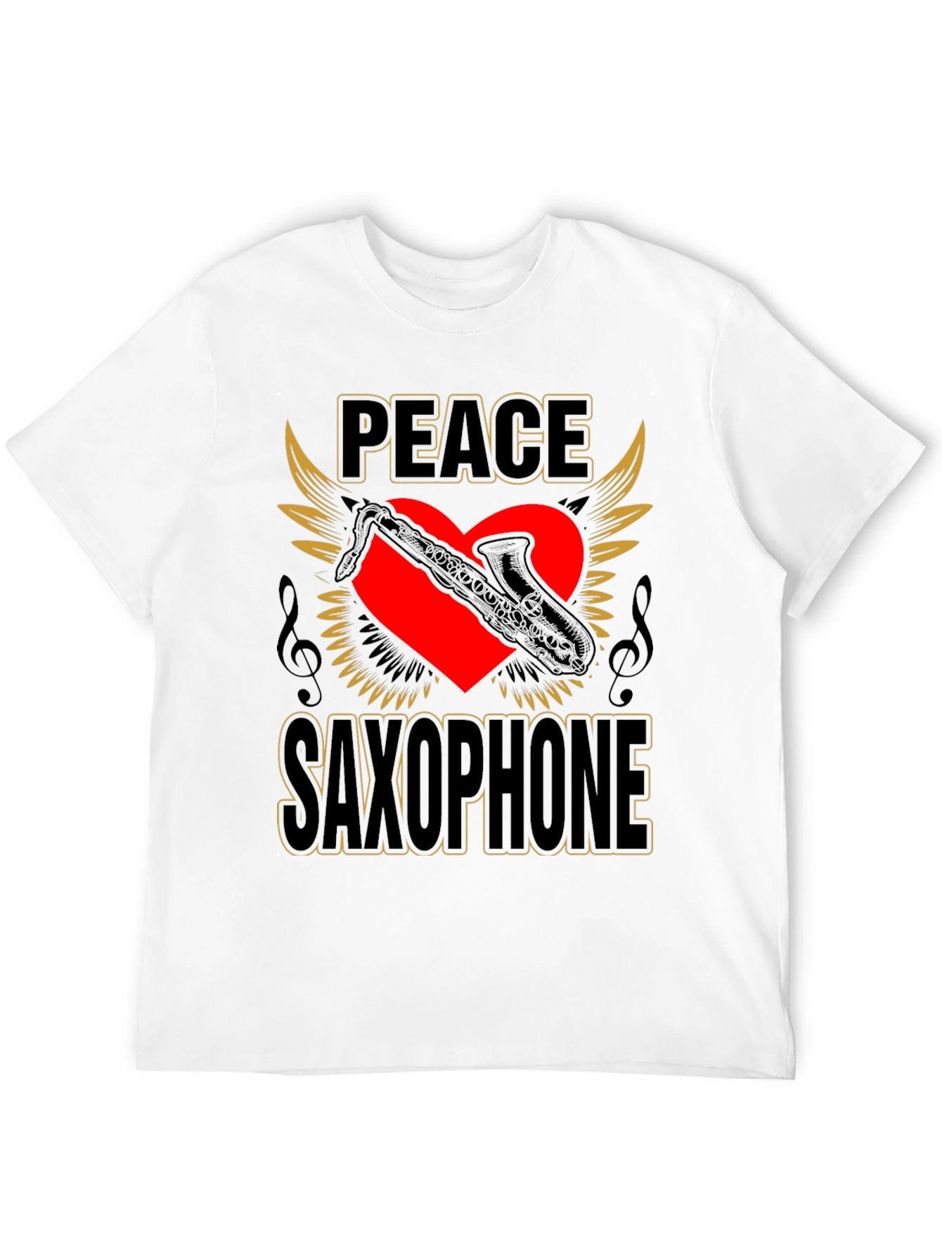 Black Peace Saxophone Graphic T-Shirt Musician Tee view 12