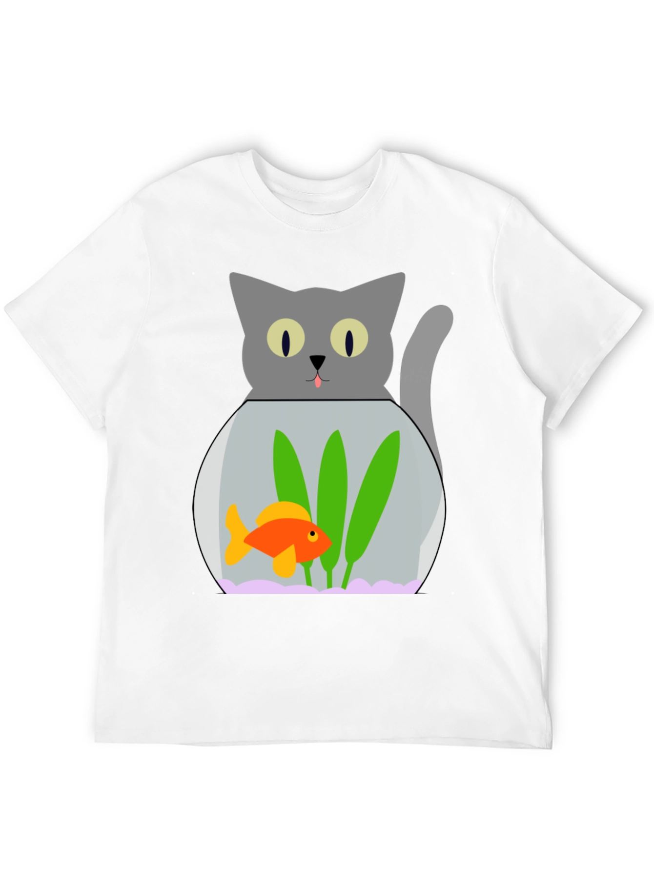 Black Cat & Goldfish Bowl Graphic T-Shirt - Novelty Tee view 12