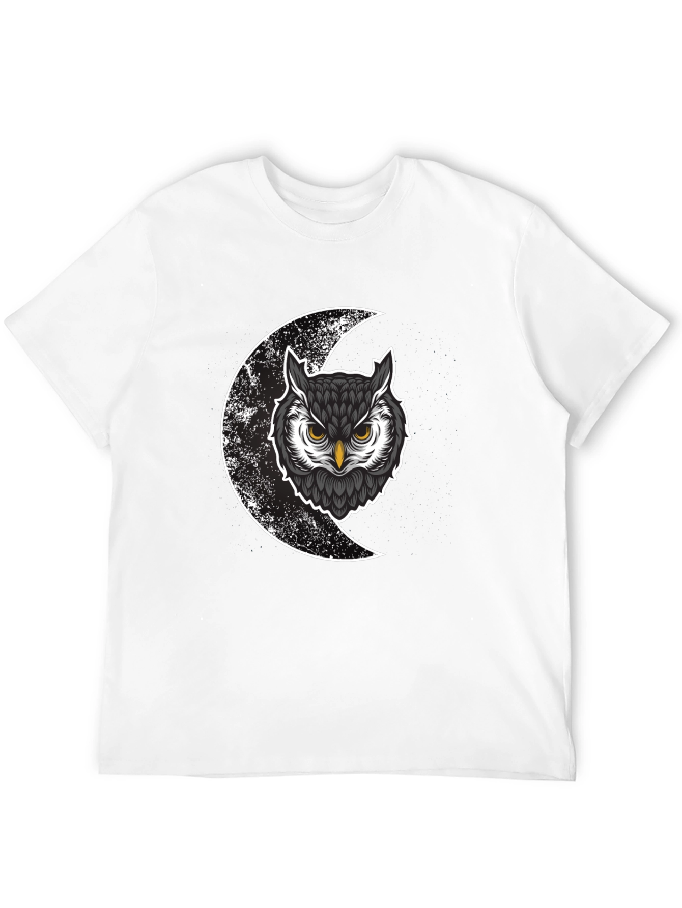 Black Owl & Moon Graphic Tee - Men's Black Cotton T-Shirt view 12