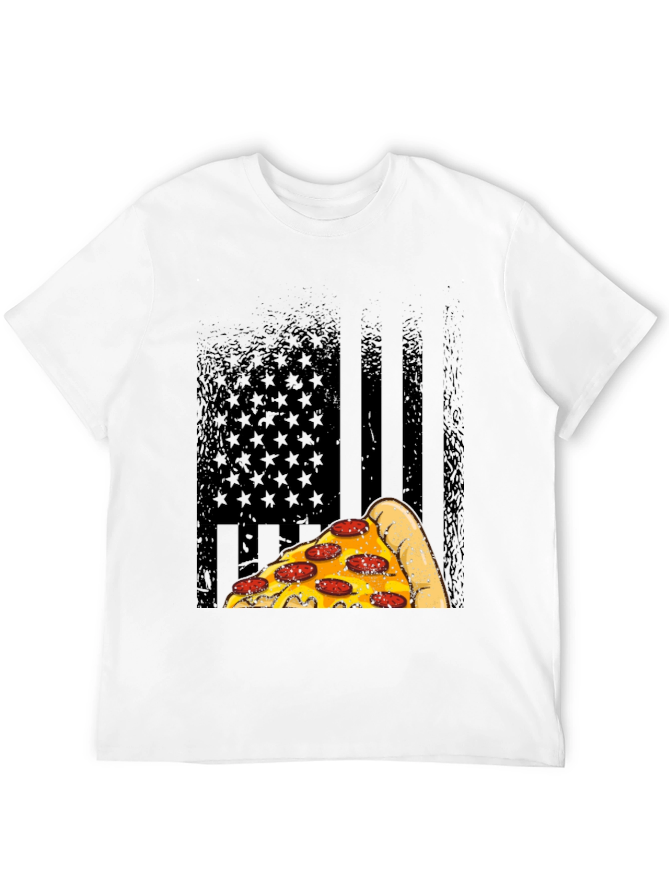 Black Pizza Flag Graphic T-Shirt view 12