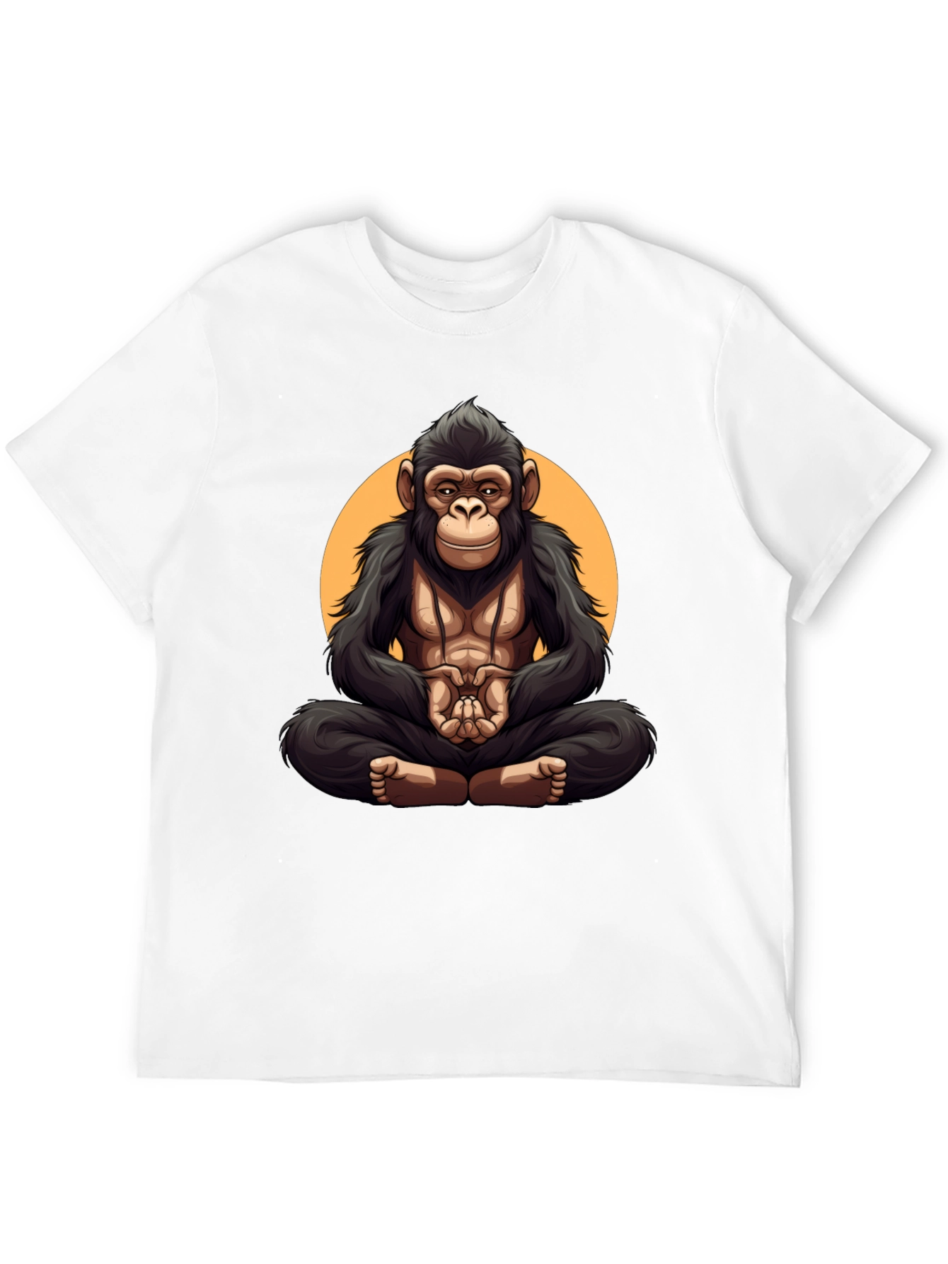 Black Zen Monkey T-Shirt: Meditating Gorilla Graphic Tee view 12