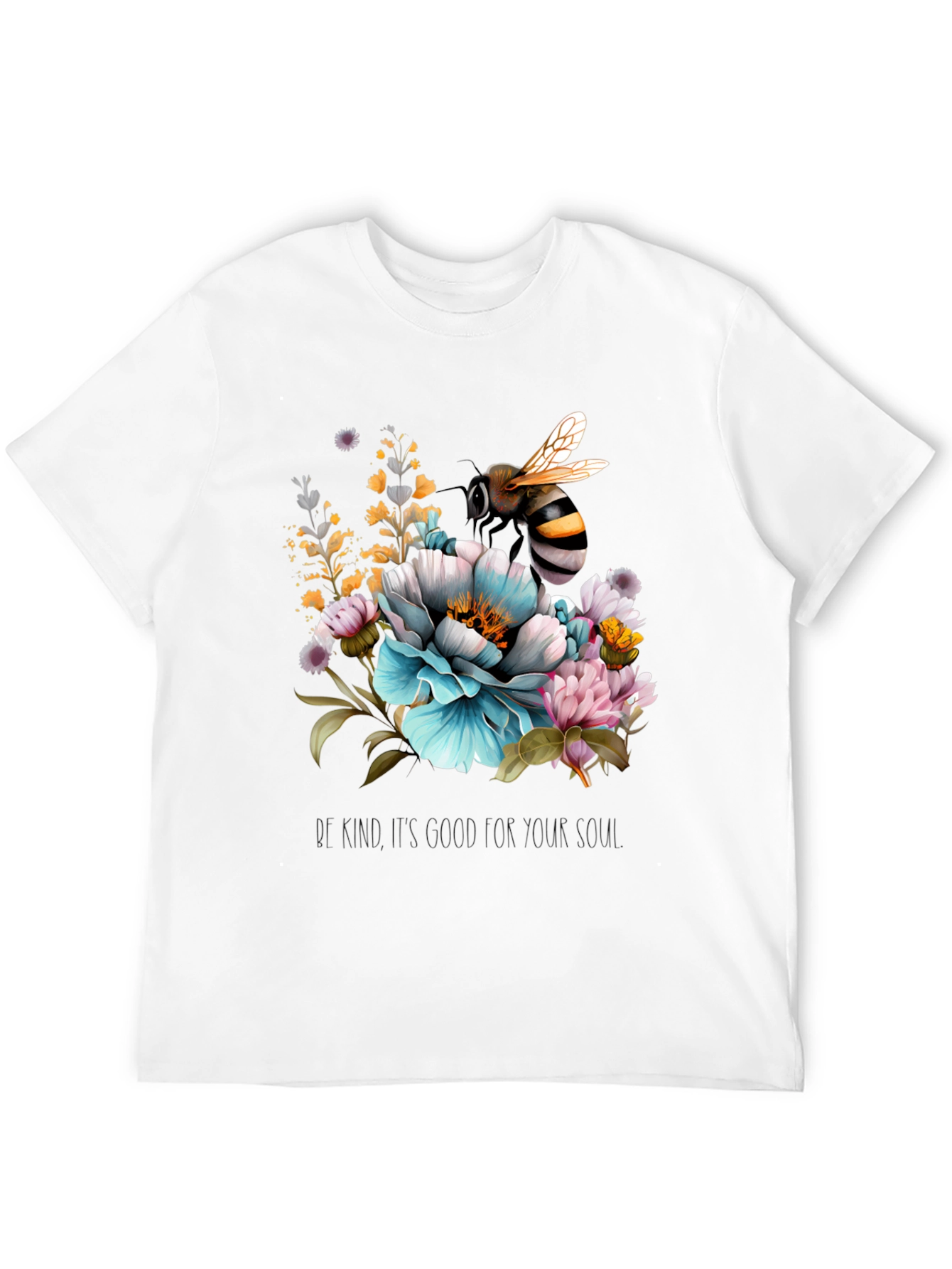 Black Floral Bee Graphic Tee - Black Cotton Blend view 12