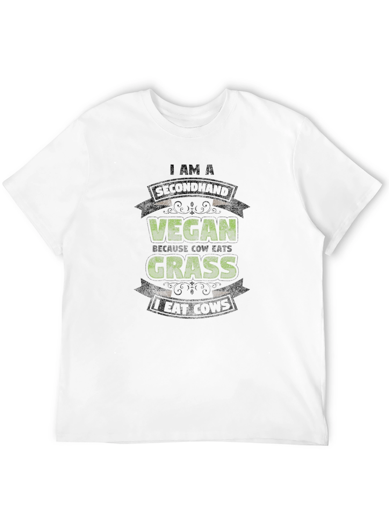 Black Funny "I am a Secondhand Vegan" Graphic Tee view 12