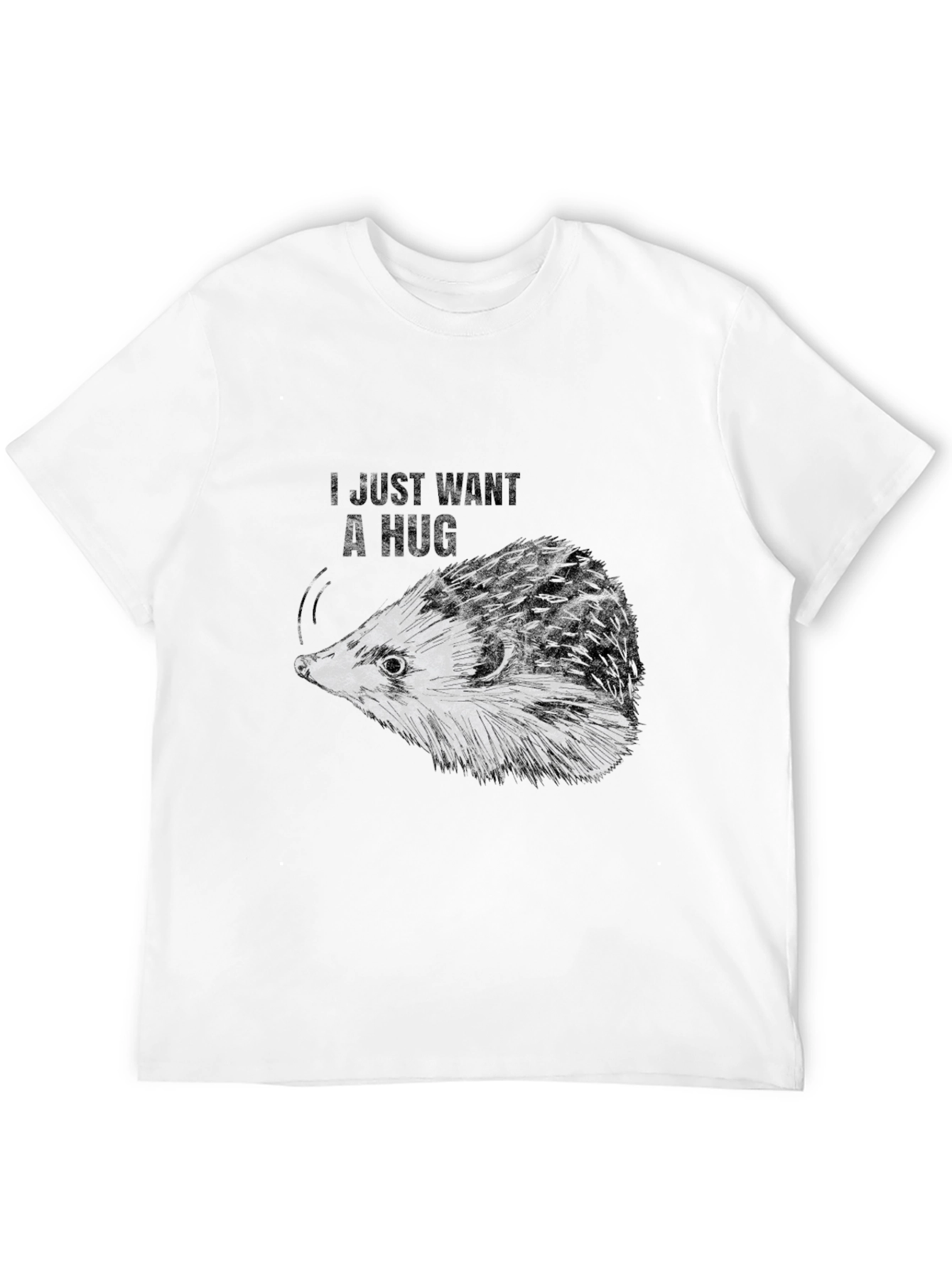 Black I Just Want A Hug Hedgehog Black T-Shirt view 12
