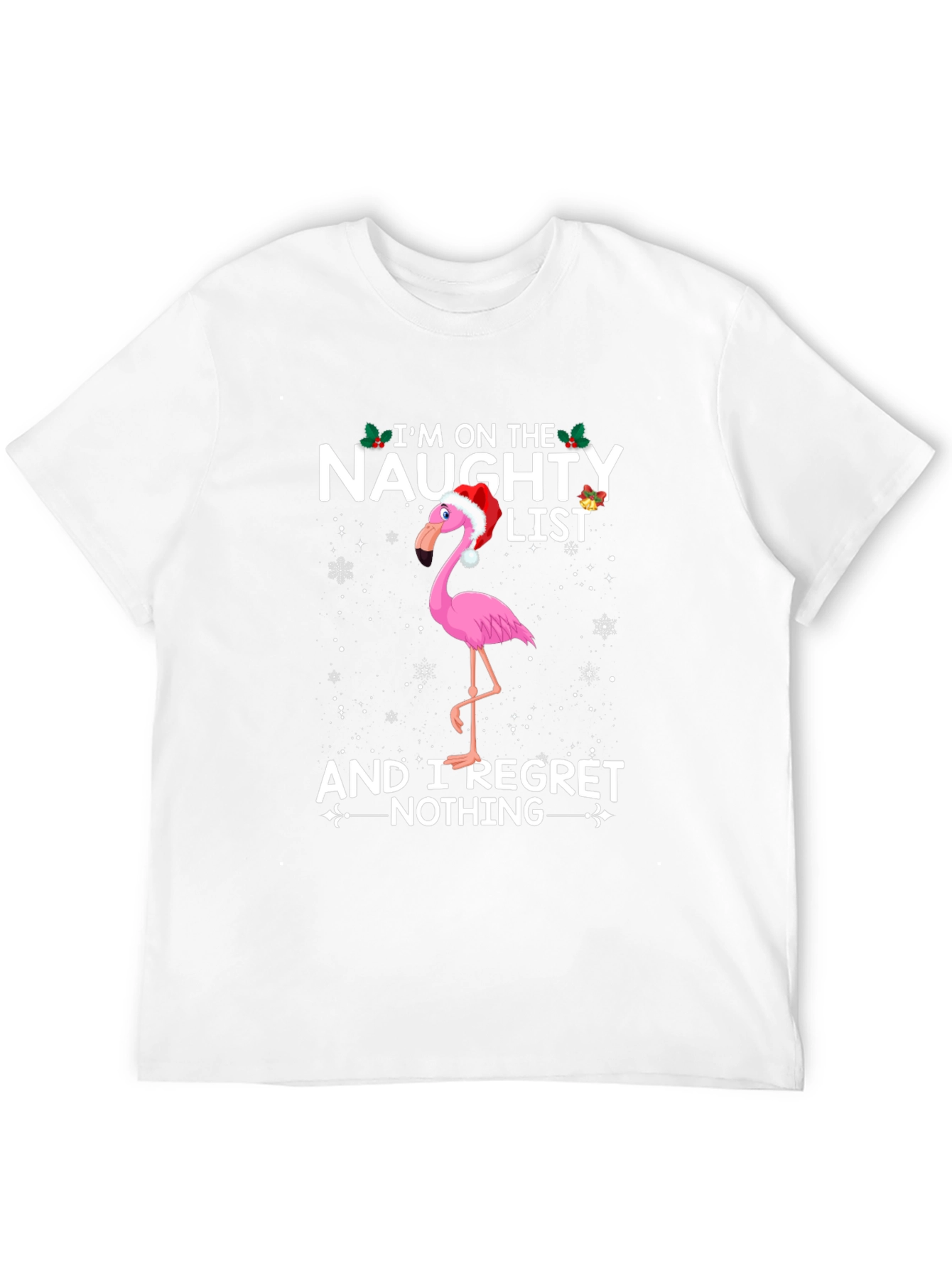 Black Naughty List Flamingo T-Shirt - Funny Holiday Graphic Tee view 12