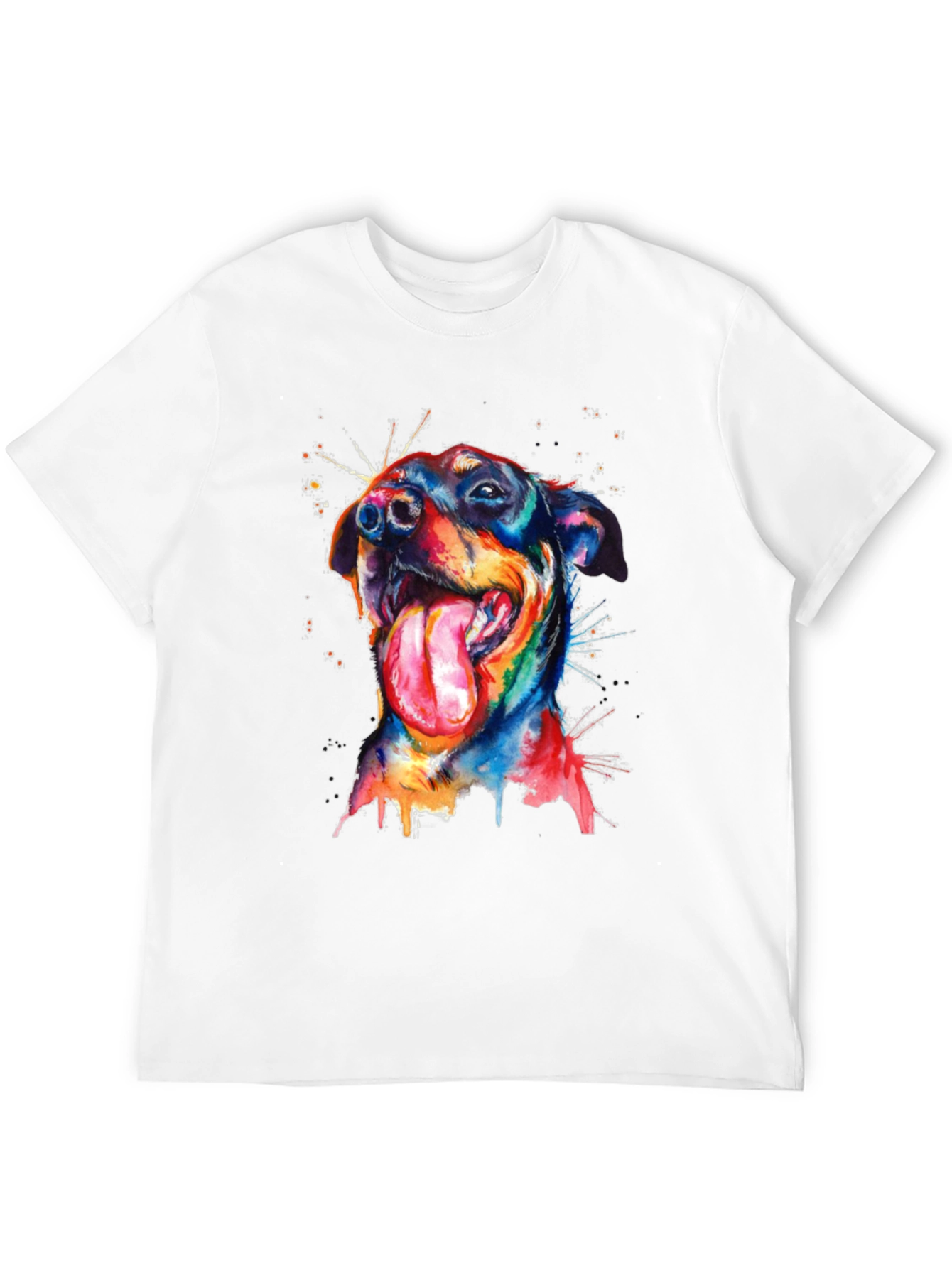 Black Dog Watercolor Men's Black T-Shirt view 12
