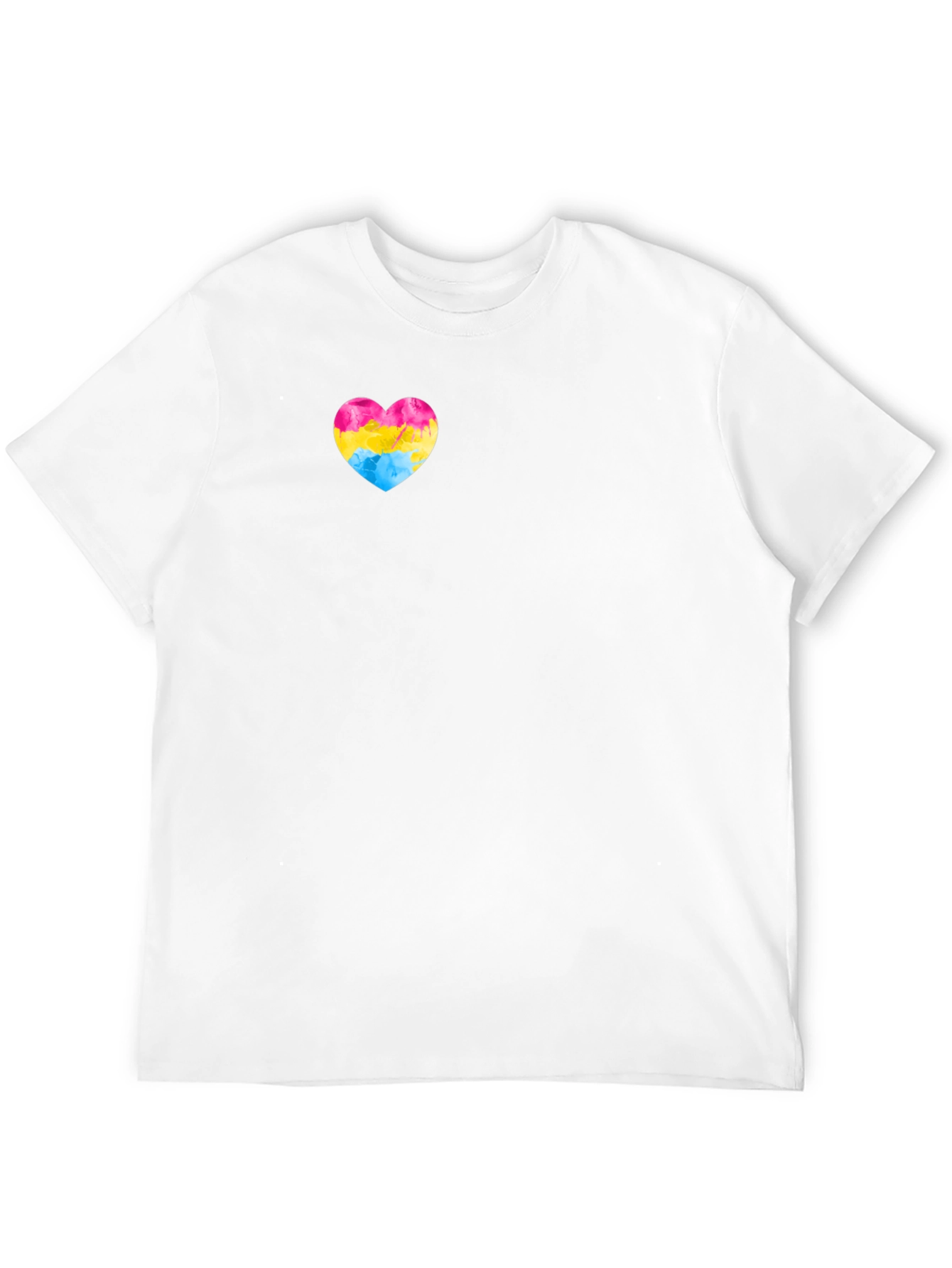 Black Pansexual Pride Heart T-Shirt - Black Cotton Tee view 12