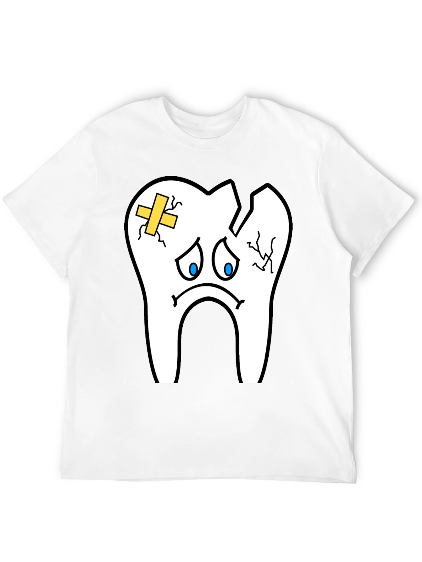 Black Sad Broken Tooth Graphic Tee - Dental Humor T-Shirt view 12