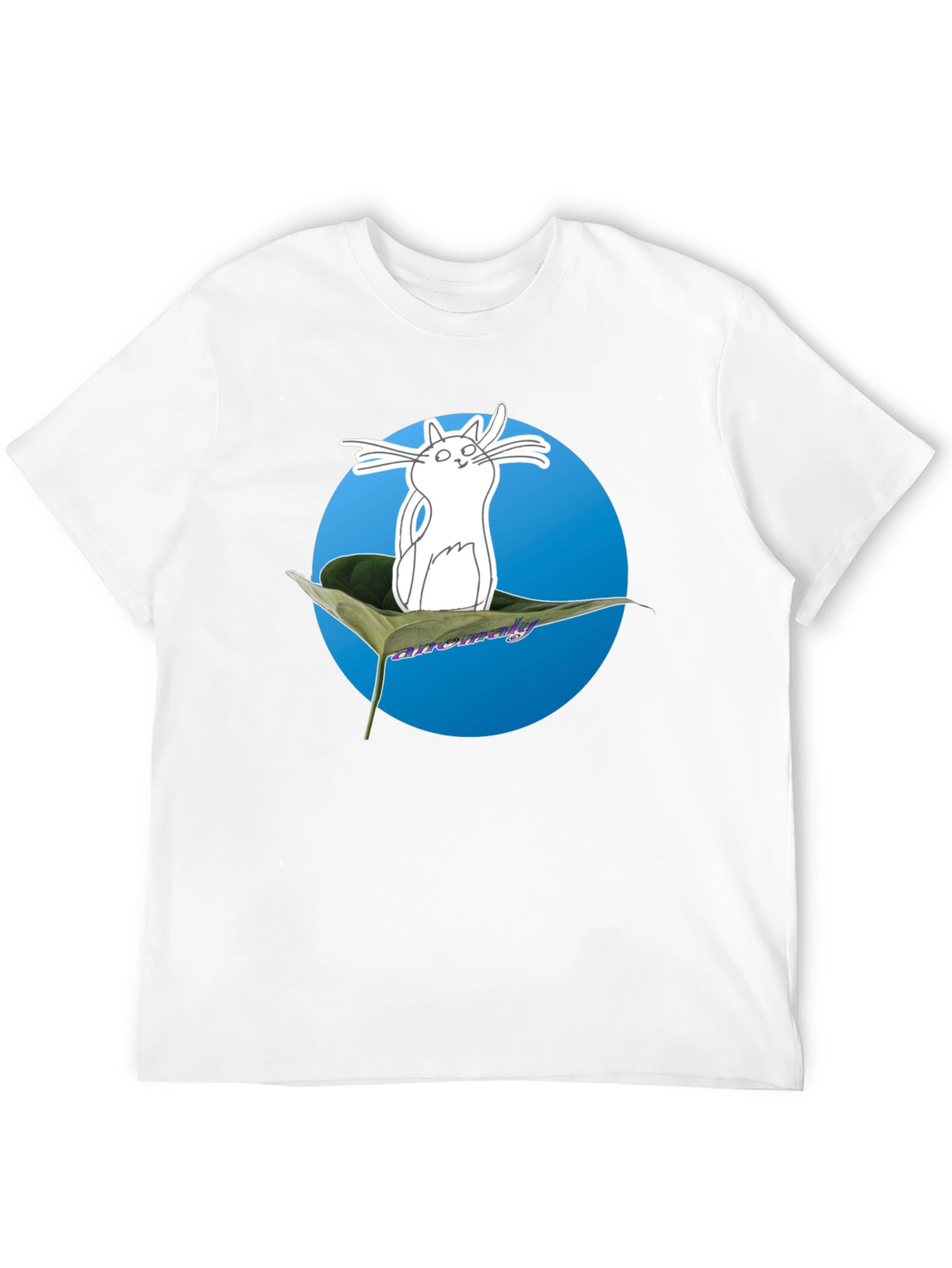 Black Cute Cat Leaf T-Shirt - Quirky Graphic Tee view 12