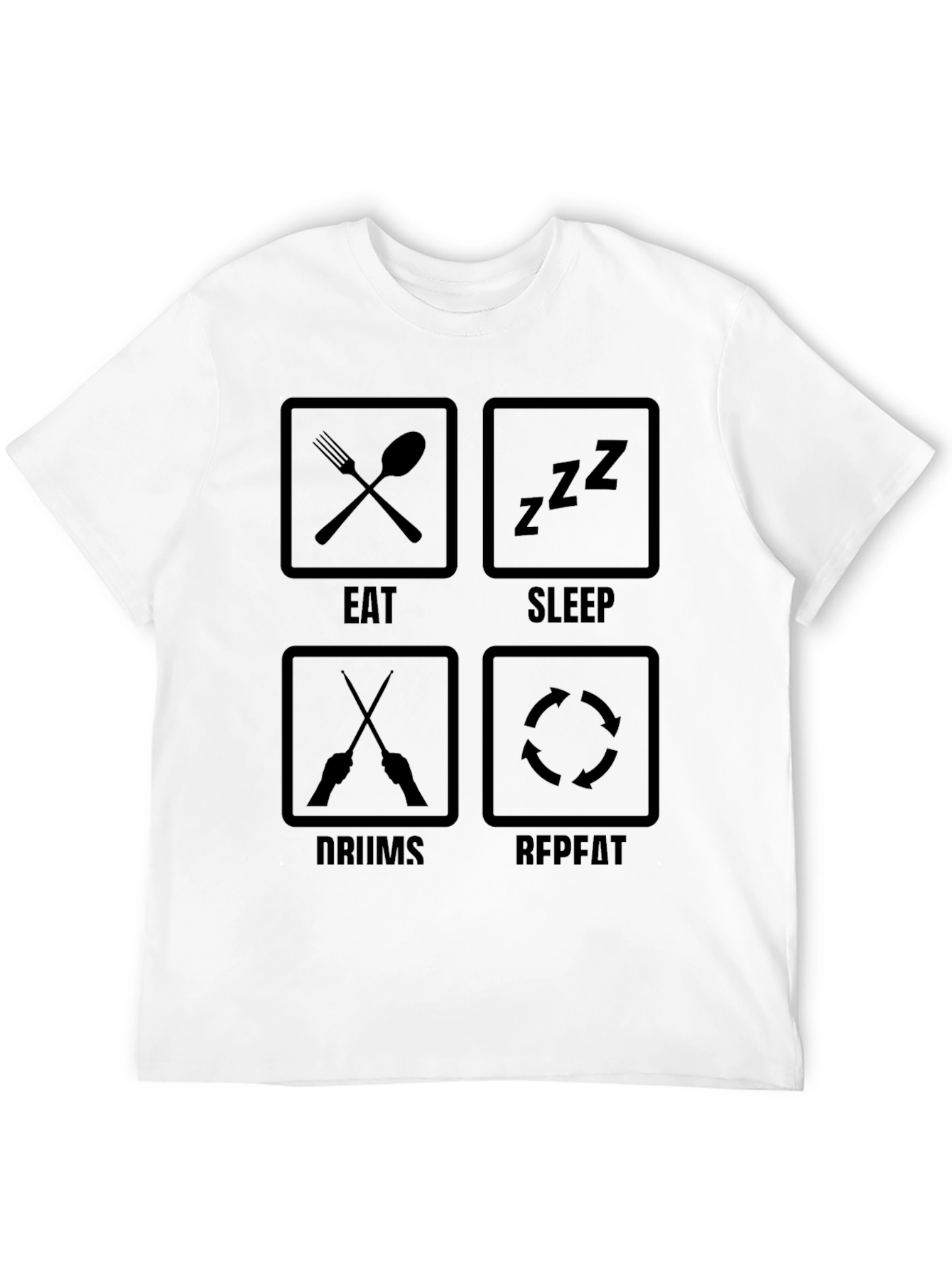 Black Eat Sleep Drums Repeat Black T-Shirt view 12