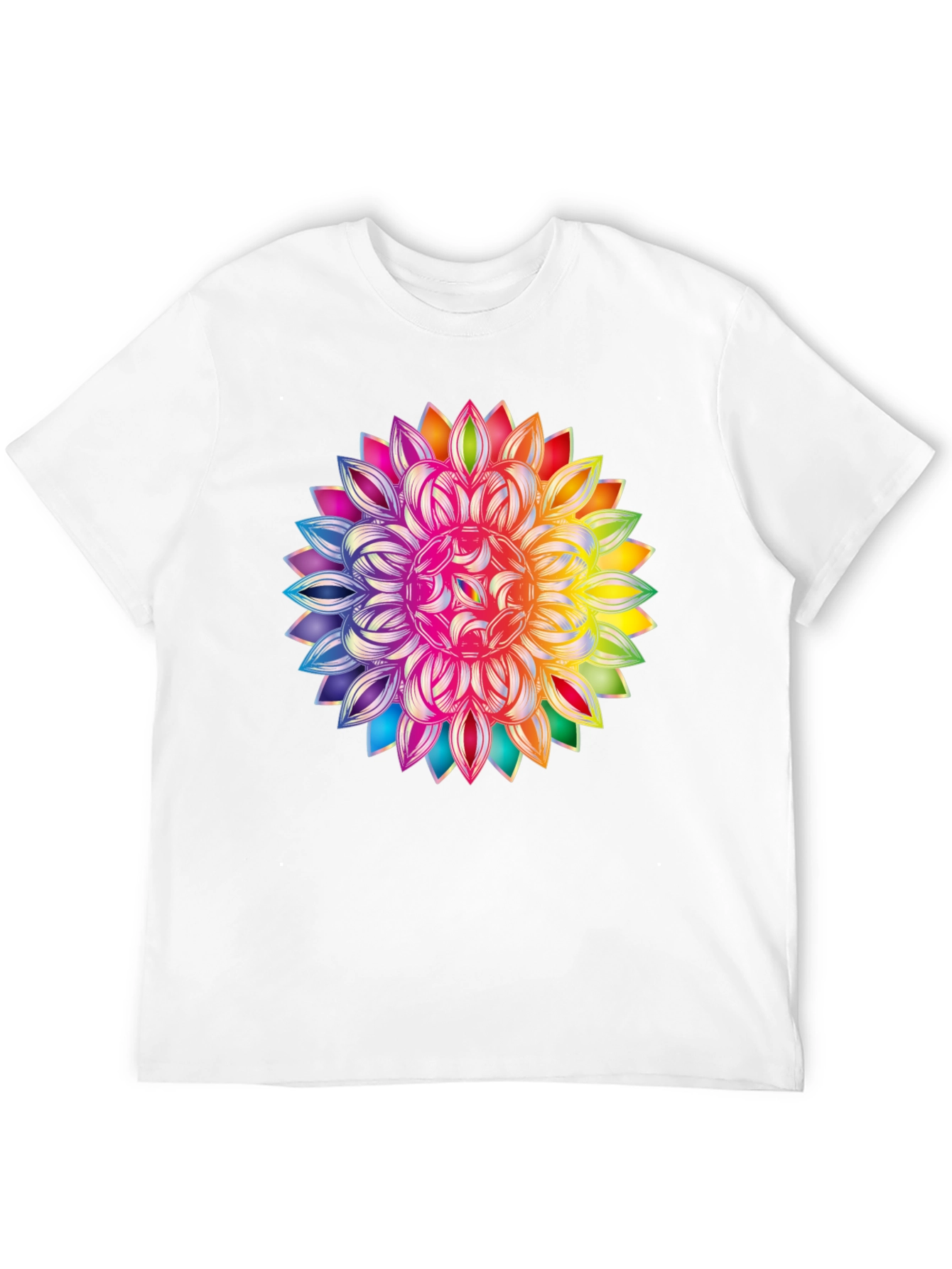 Black Rainbow Mandala Graphic Black T-Shirt view 12