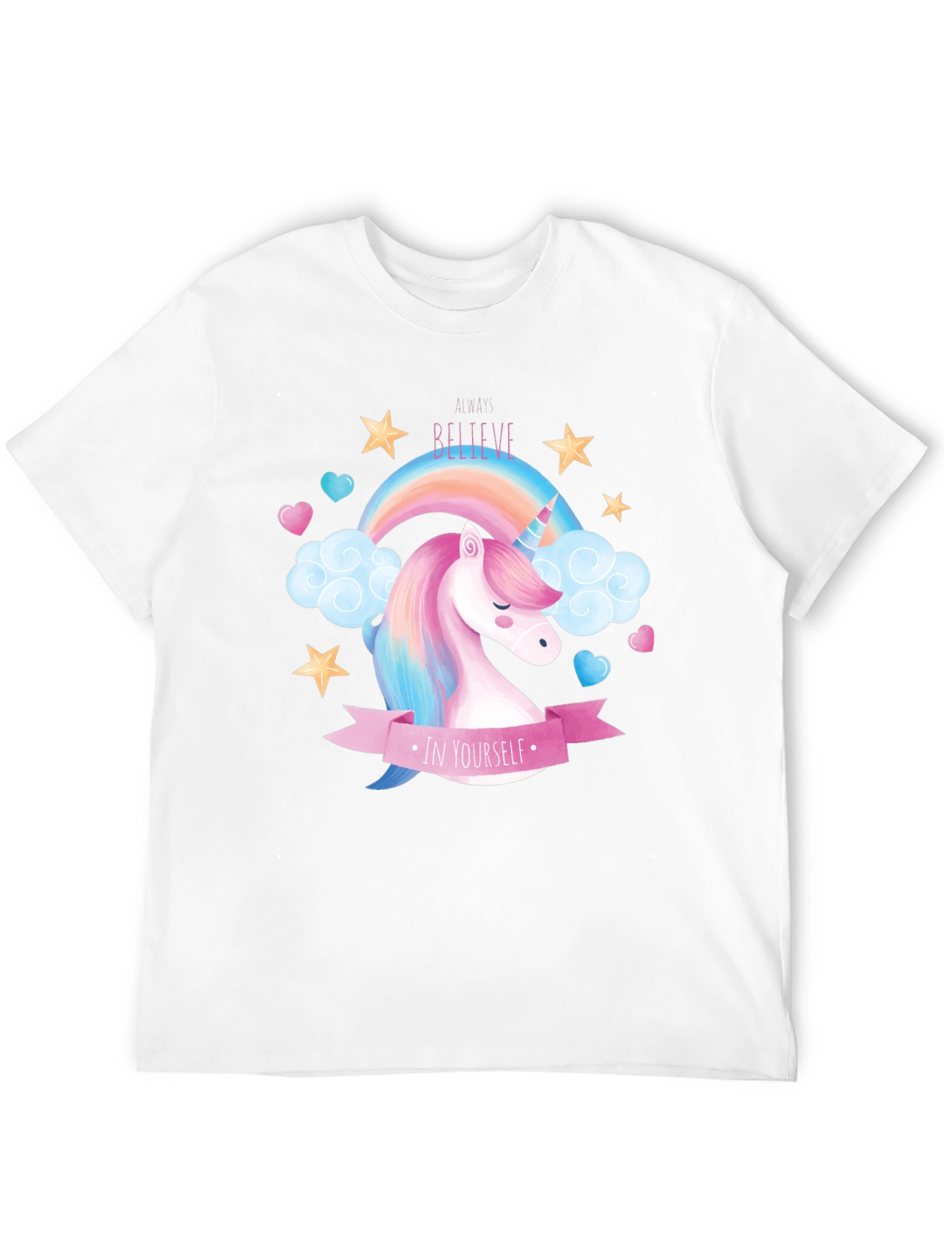 Black Believe In Yourself Unicorn T-Shirt - Black Cotton view 12