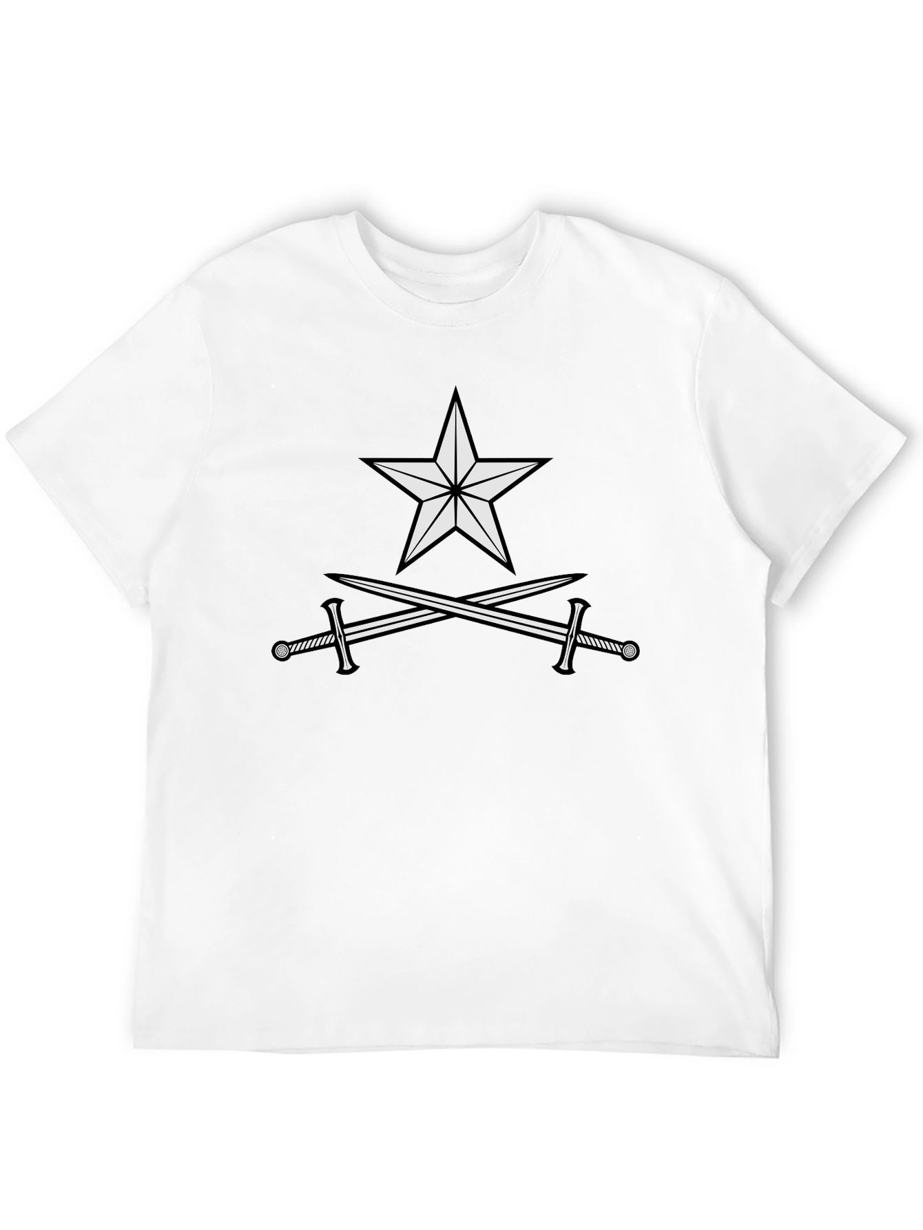 Black Star and Swords Graphic Tee - Black Cotton T-Shirt view 12
