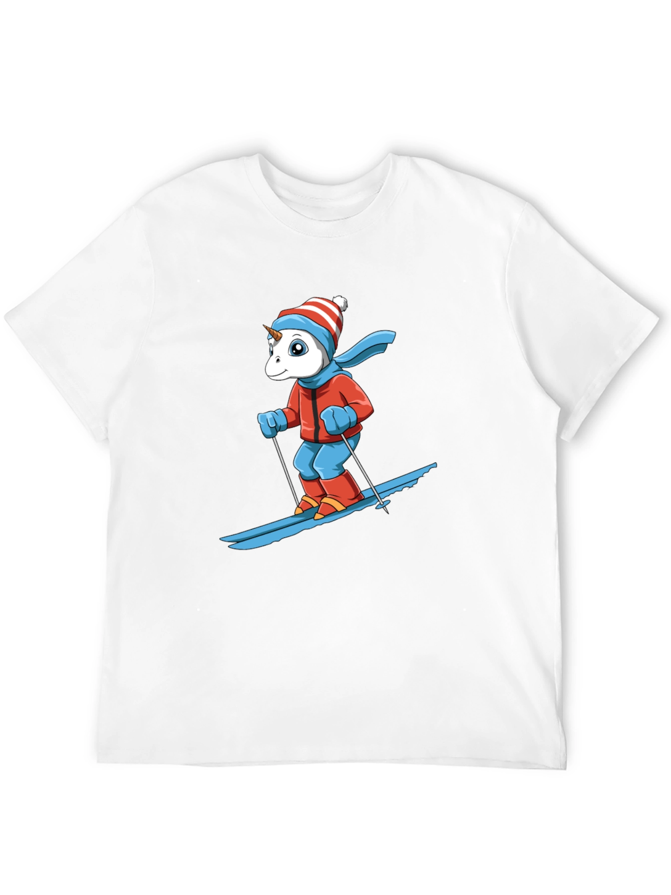 Black Skiing Unicorn Graphic Tee - Black Cotton T-Shirt view 12