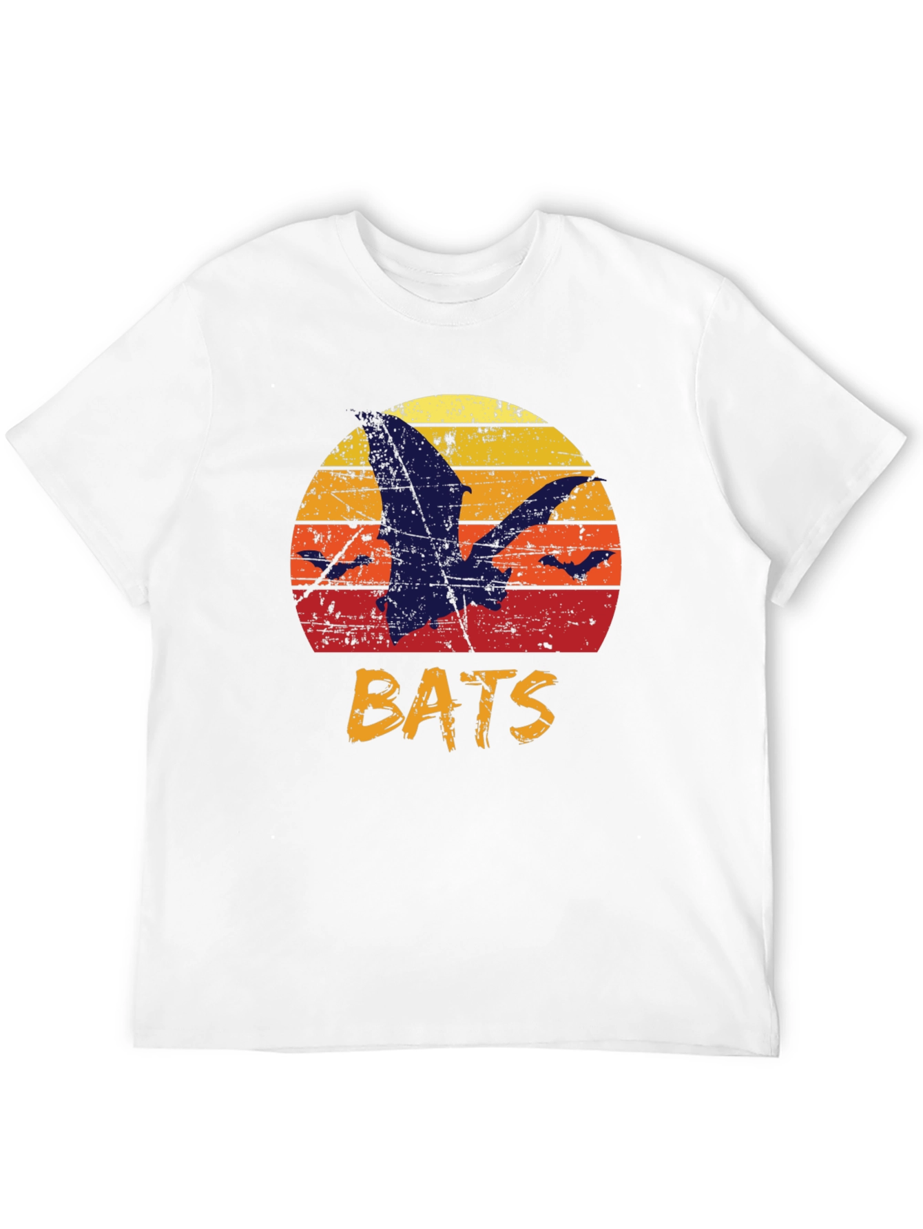 Black Retro Bats Graphic Tee - Vintage Sunset T-Shirt view 12