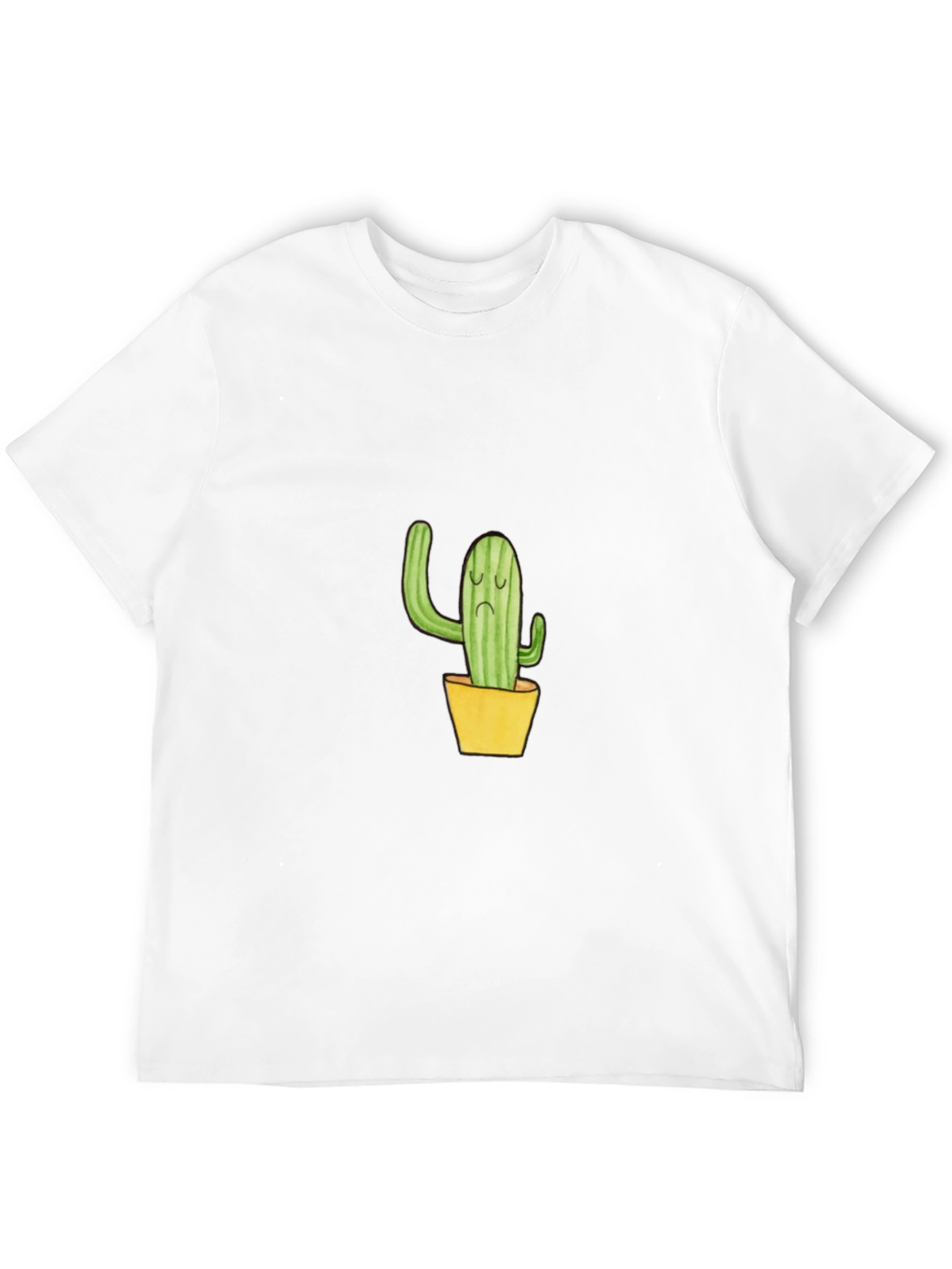 Sad Cactus Graphic Tee - Black Cotton T-Shirt - 12