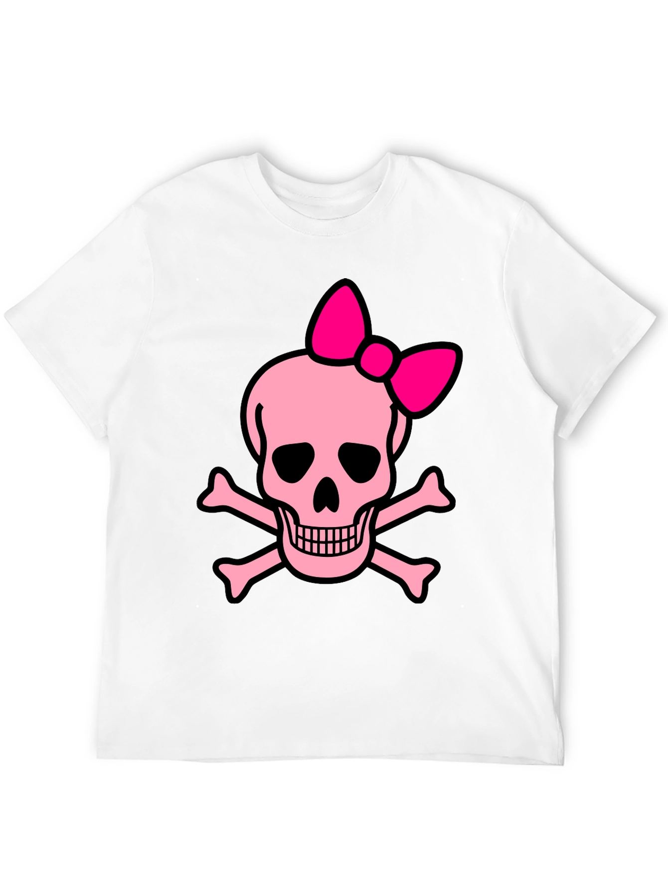 Black Pink Skull & Crossbones Bow T-Shirt view 12