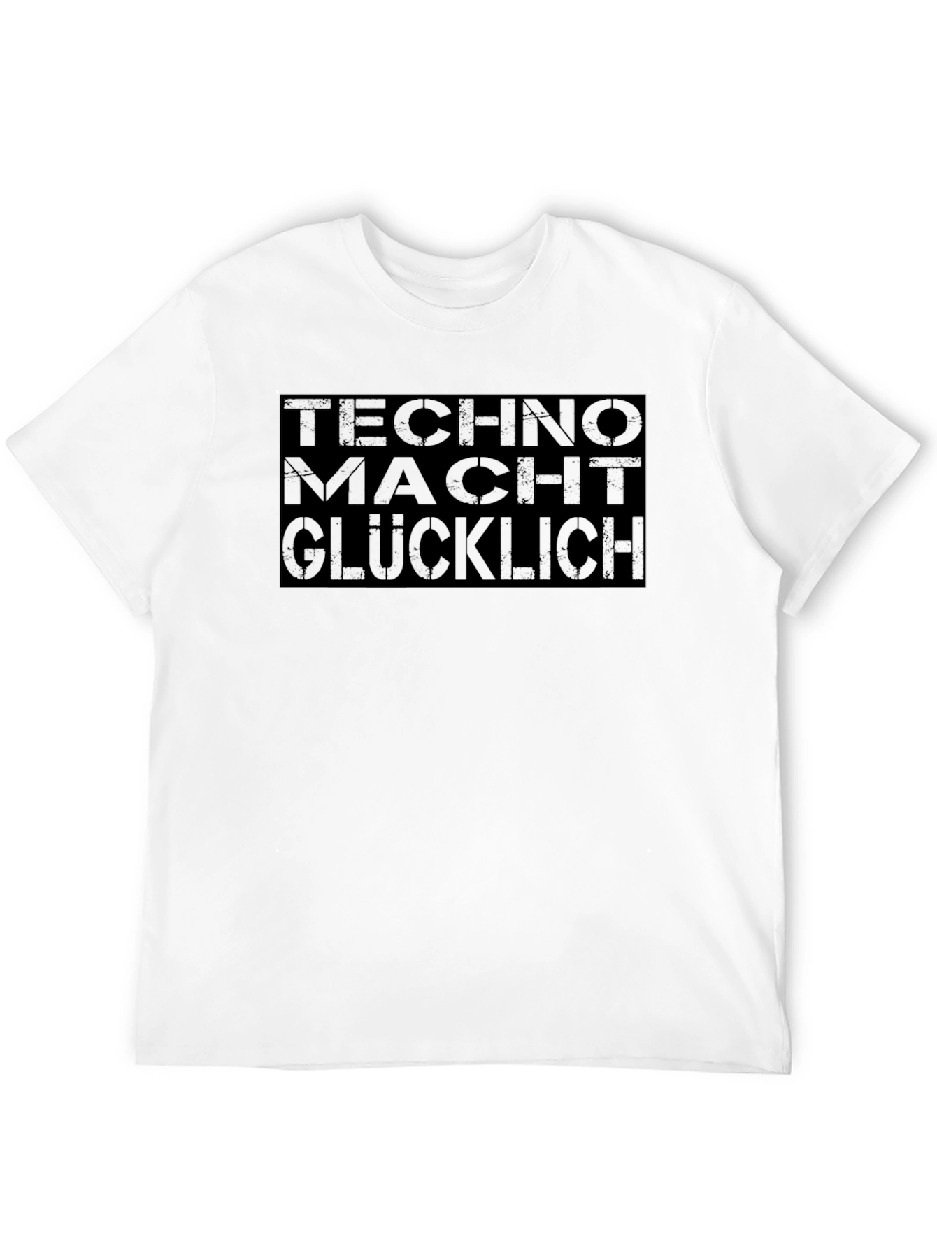 Black Techno Macht Glucklich Graphic Tee - Men's Black Shirt view 12