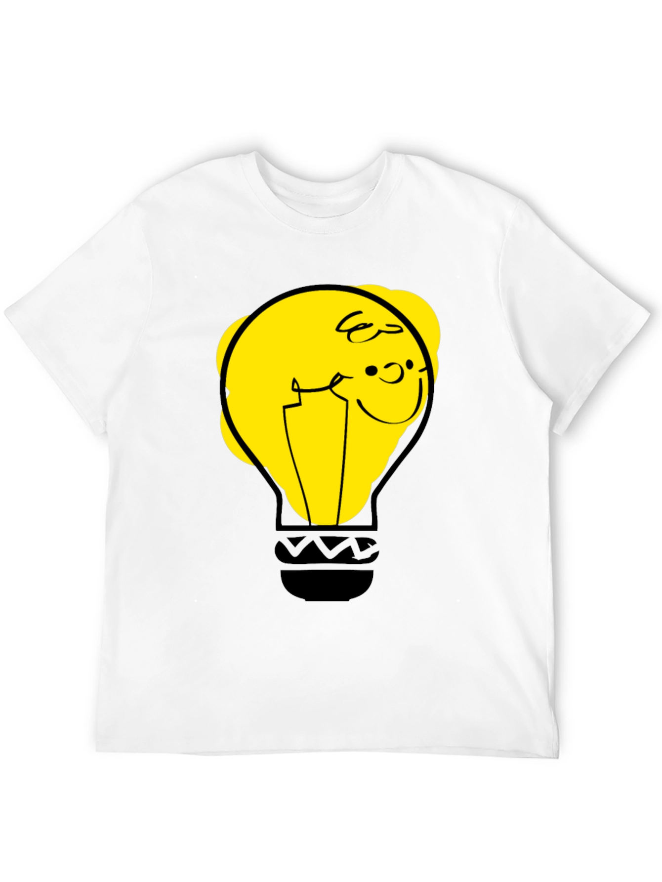 Black Funny Cartoon Light Bulb Graphic Tee view 12
