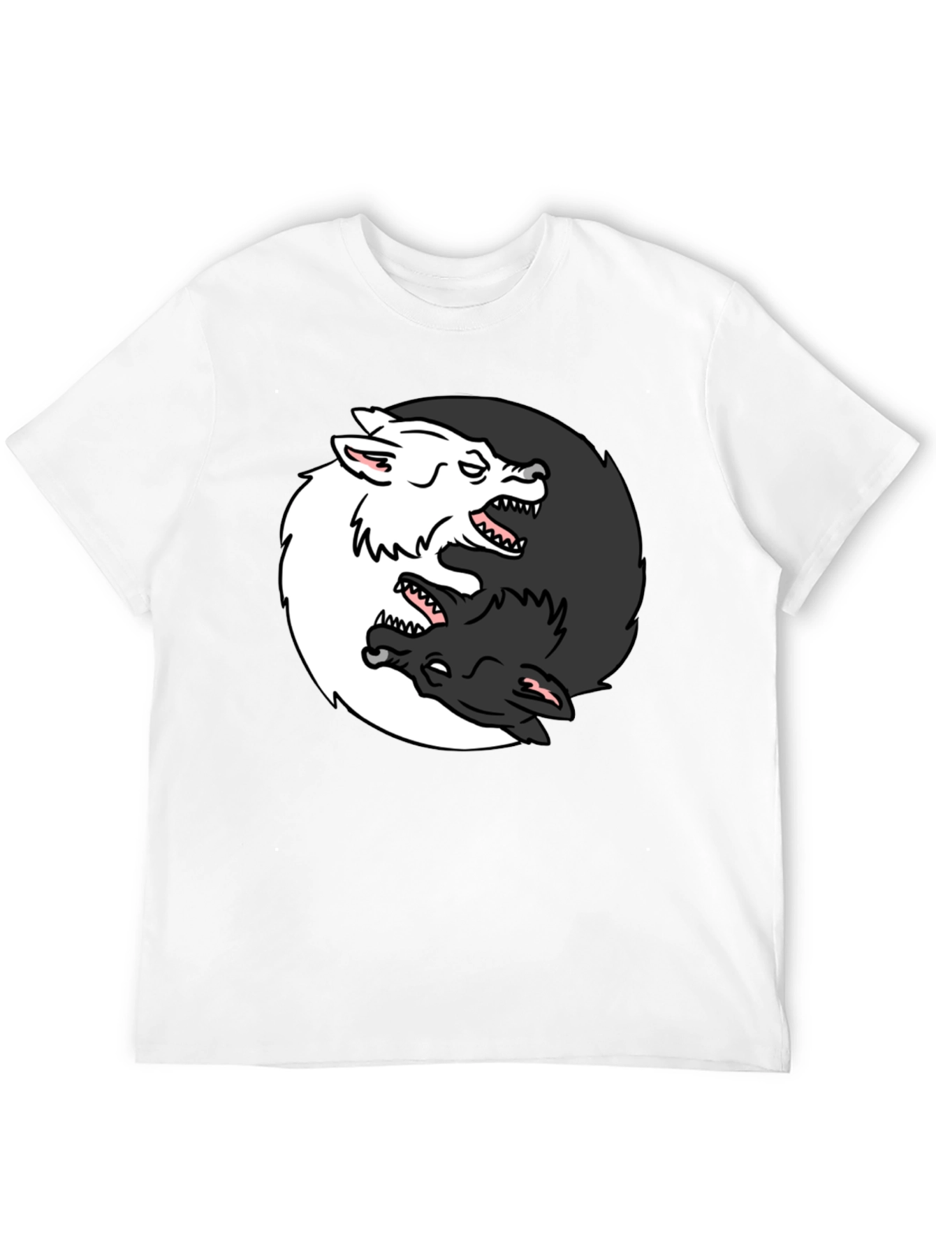 Black Yin Yang Wolves Graphic Tee - Black view 12