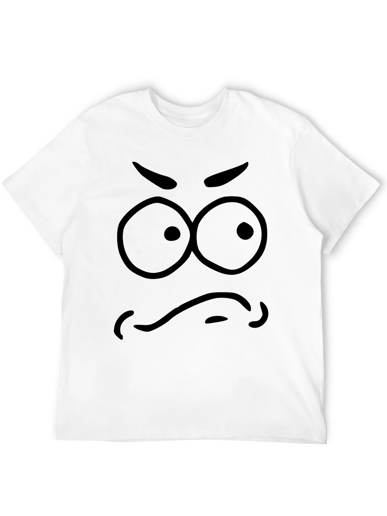 Black Funny Angry Face Graphic Print Tee view 12