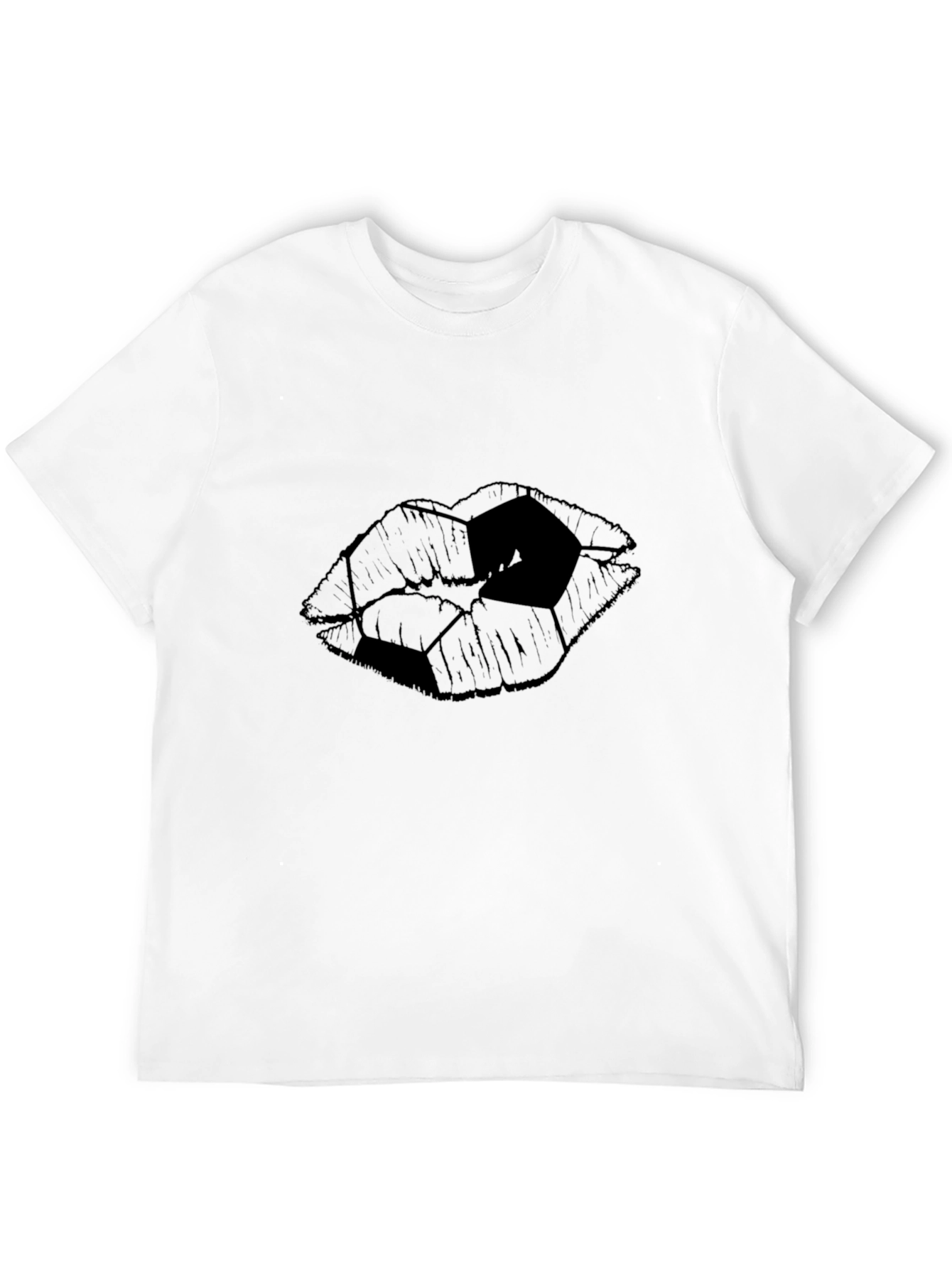 Black Abstract Lips Graphic Tee - Modern Black T-Shirt view 12