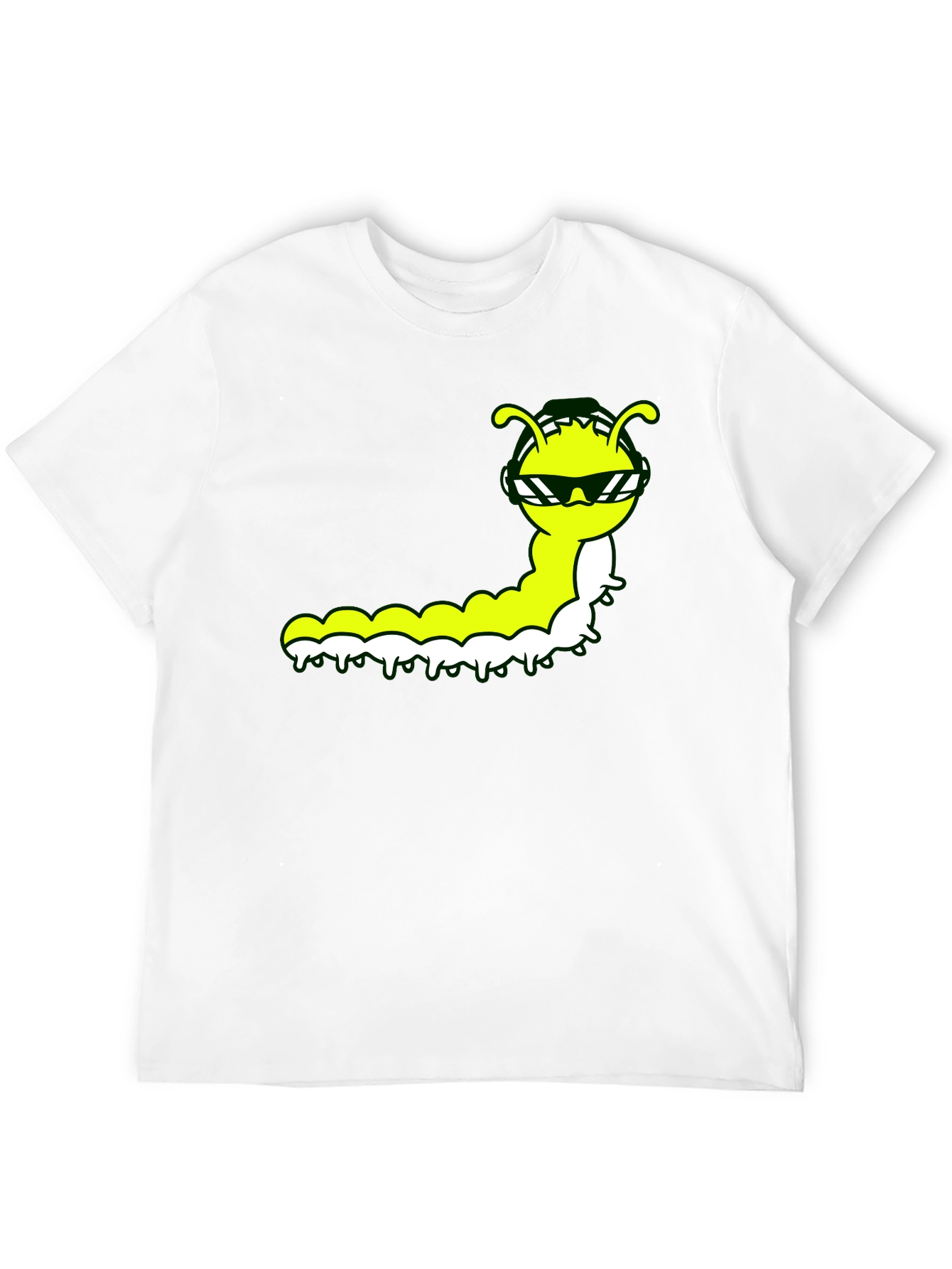 Black Cool Caterpillar Graphic Tee - Black Cotton Shirt view 12