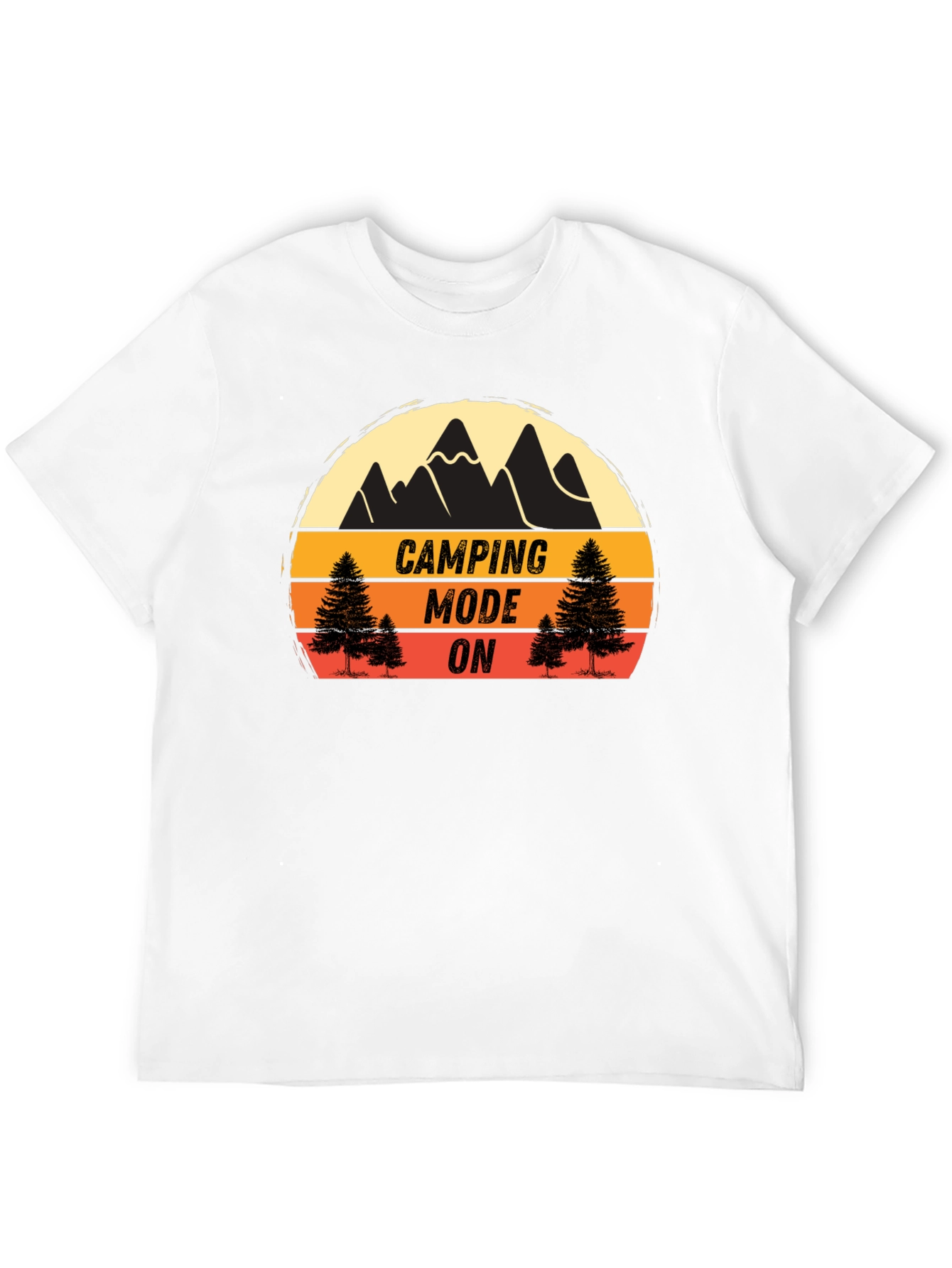 Black Camping Mode On Black T-Shirt view 12