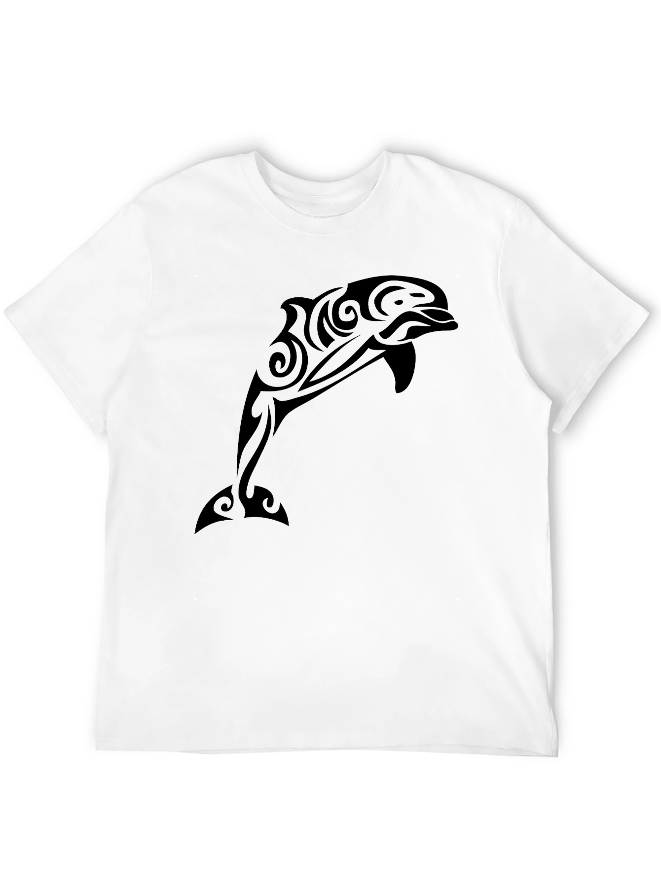 Black Tribal Dolphin Graphic Tee - Black Casual T-Shirt view 12