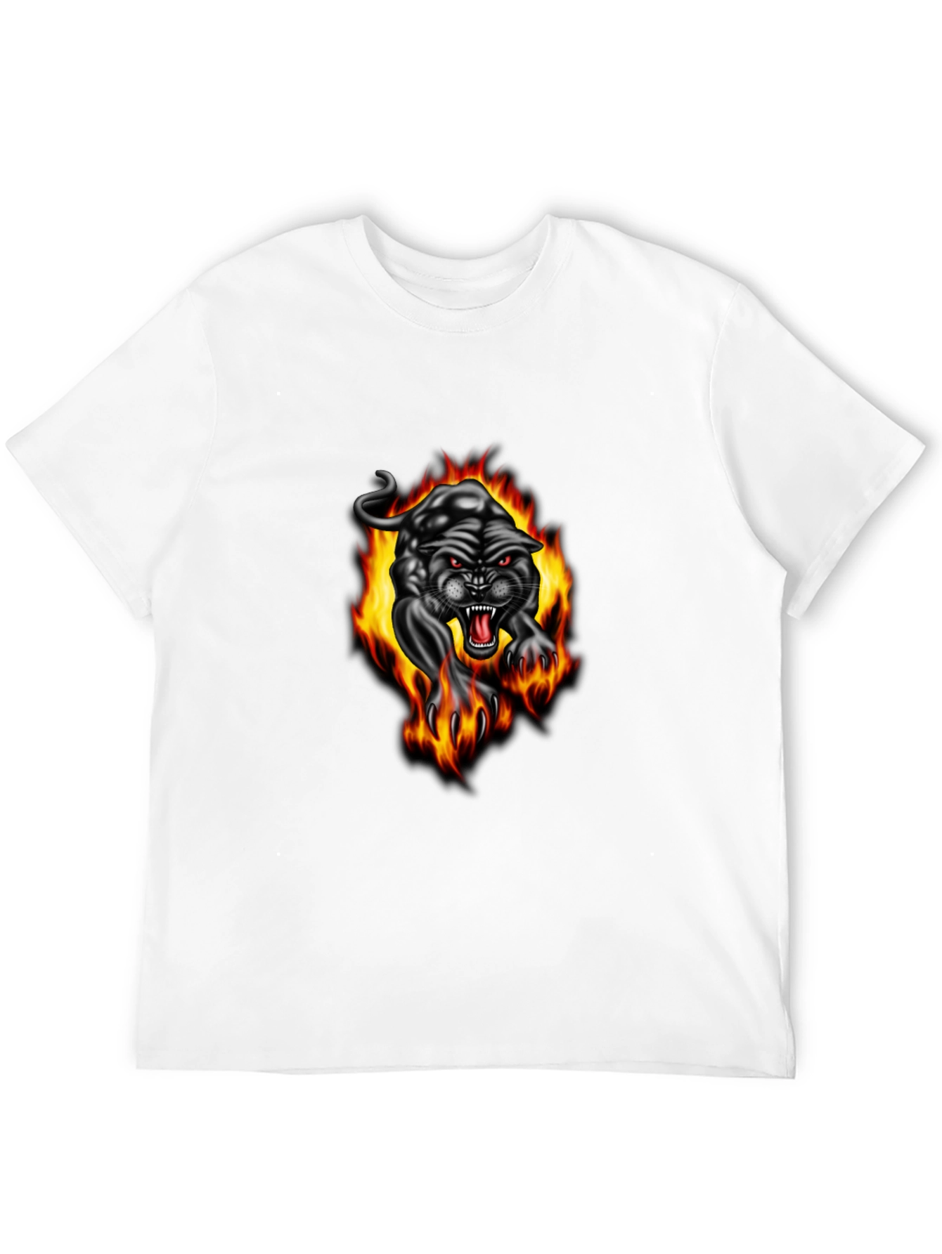 Black Fiery Panther Graphic Tee - Black Cotton T-Shirt view 12