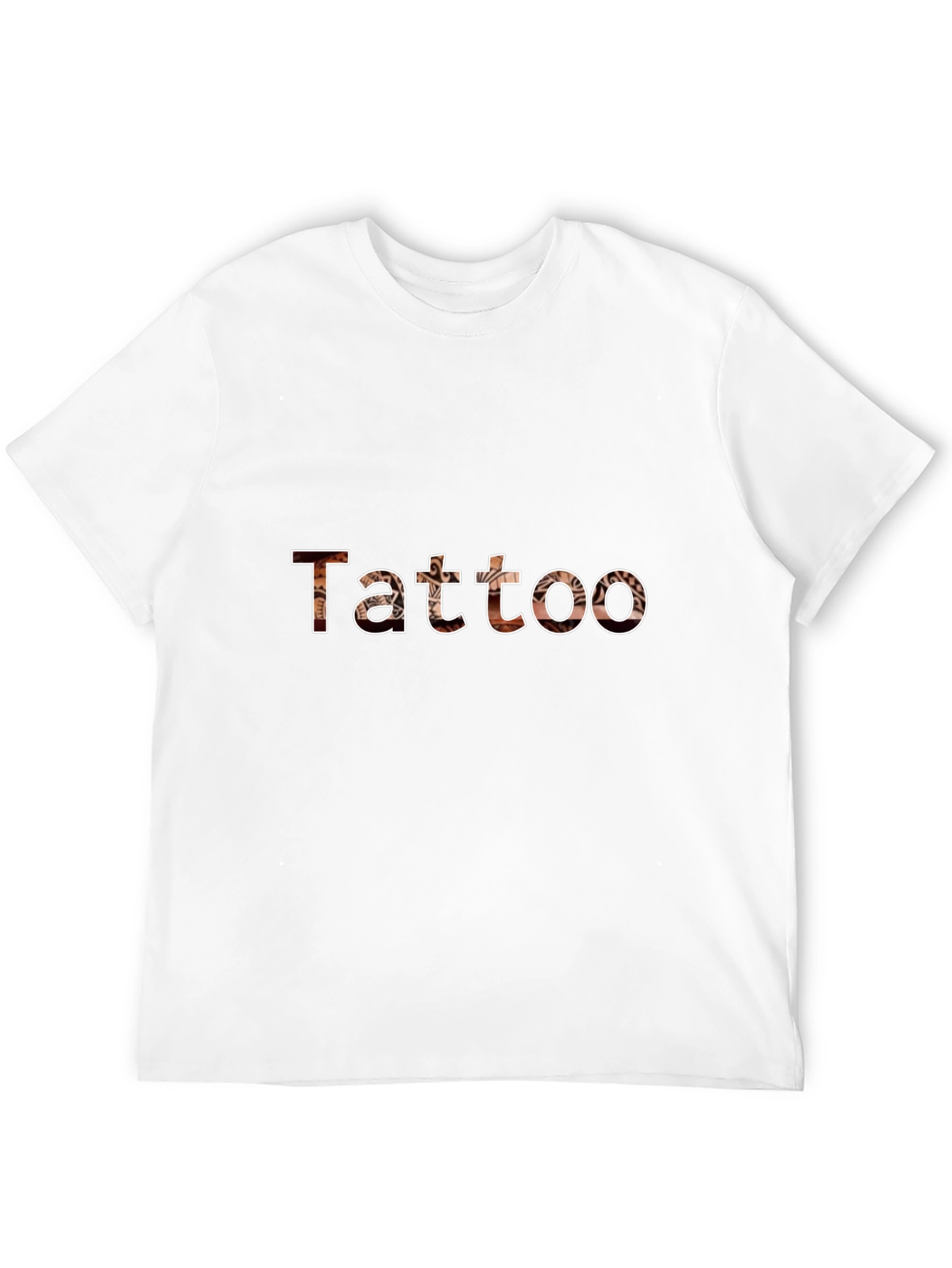 Black Tattoo Print Crew Neck Short Sleeve Black T-Shirt view 12